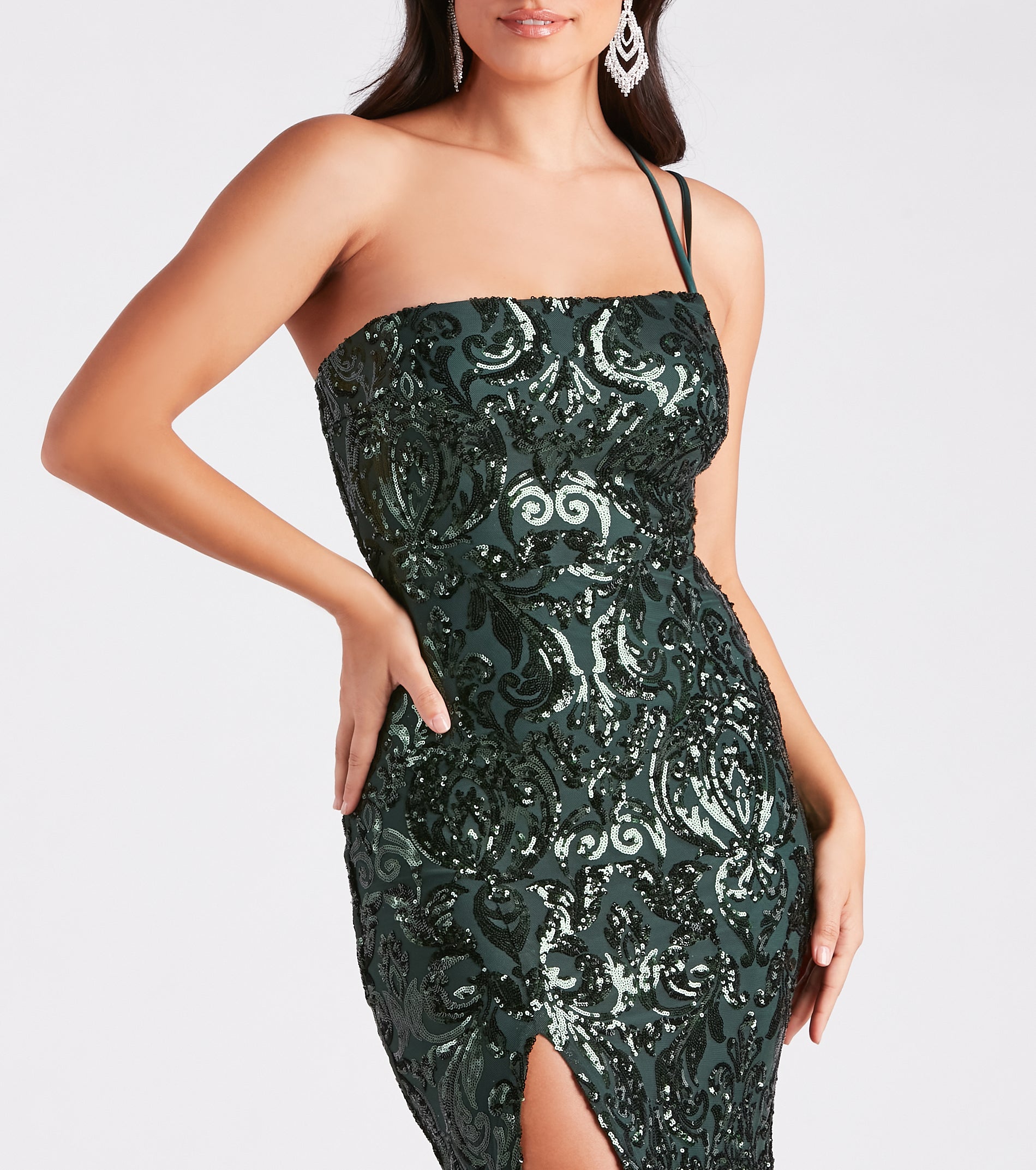 Tilda Formal Sequin Slit Midi Dress - Image 4