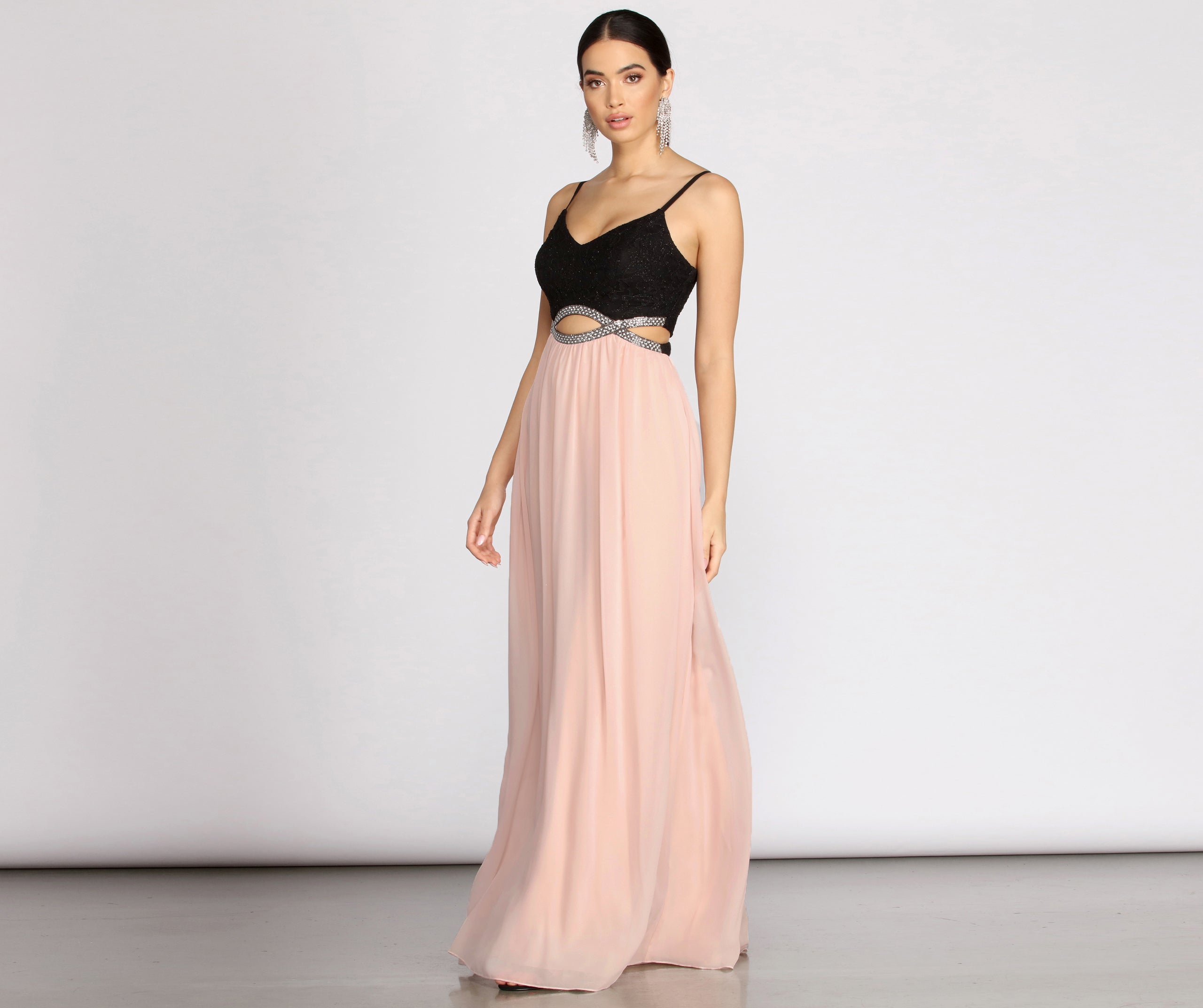 Tabia Rhinestone Infinity Trim A-Line Dress - Image 3