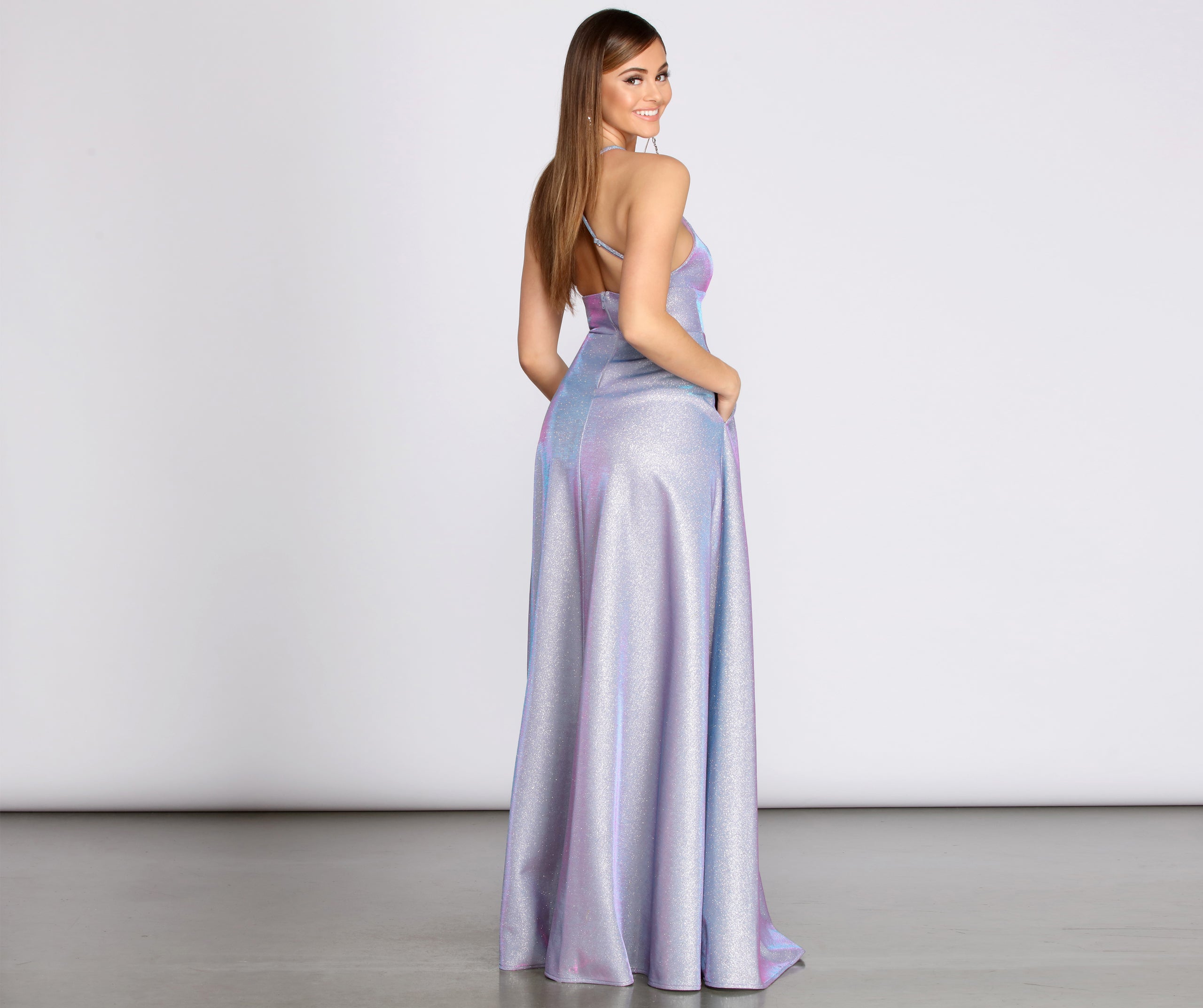 Millie Glitter Cross Back A Line Dress - Image 6