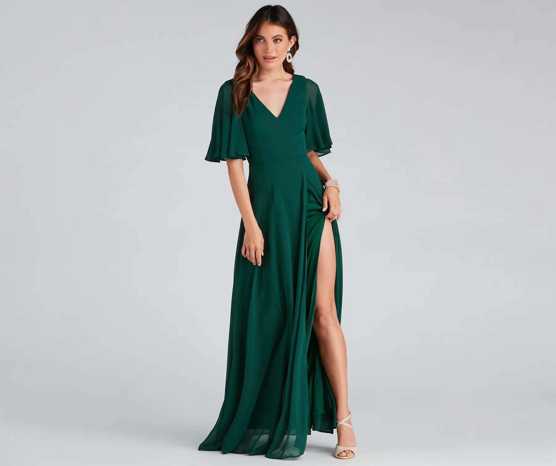 Greta Formal High Slit Chiffon Dress - Image 9