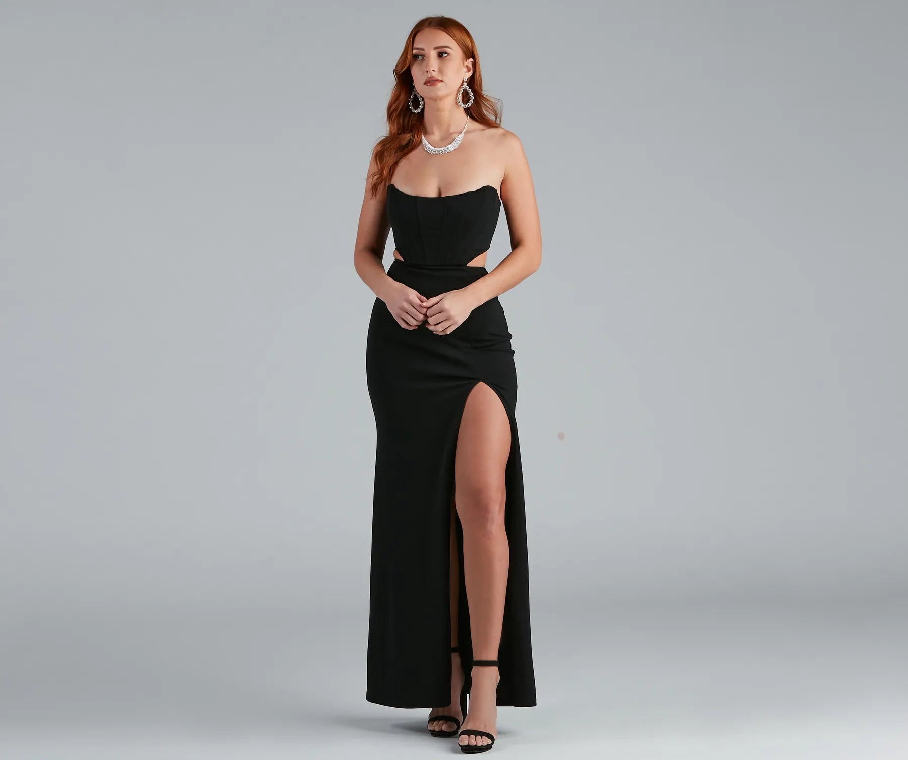 Hallie Formal High Slit Corset Dress - Image 11