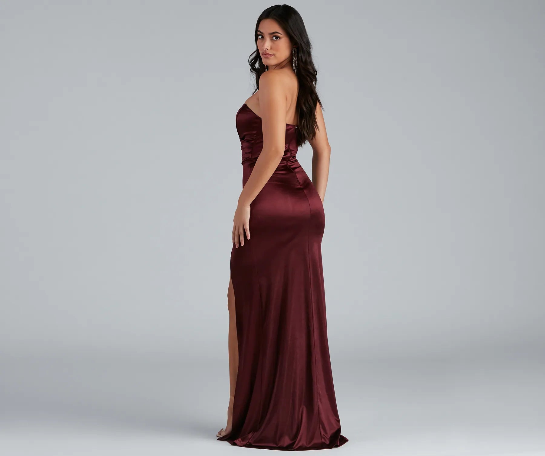 Gianna Strapless High-Slit Satin Dress - Image 14