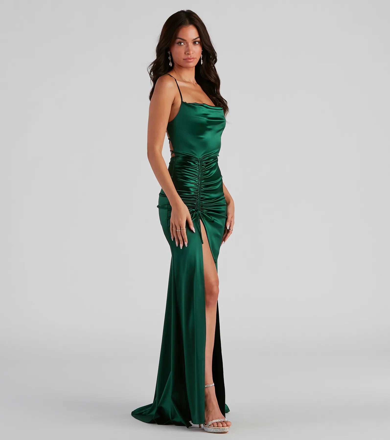 Serenity Ruched Satin Formal Dress - Image 7