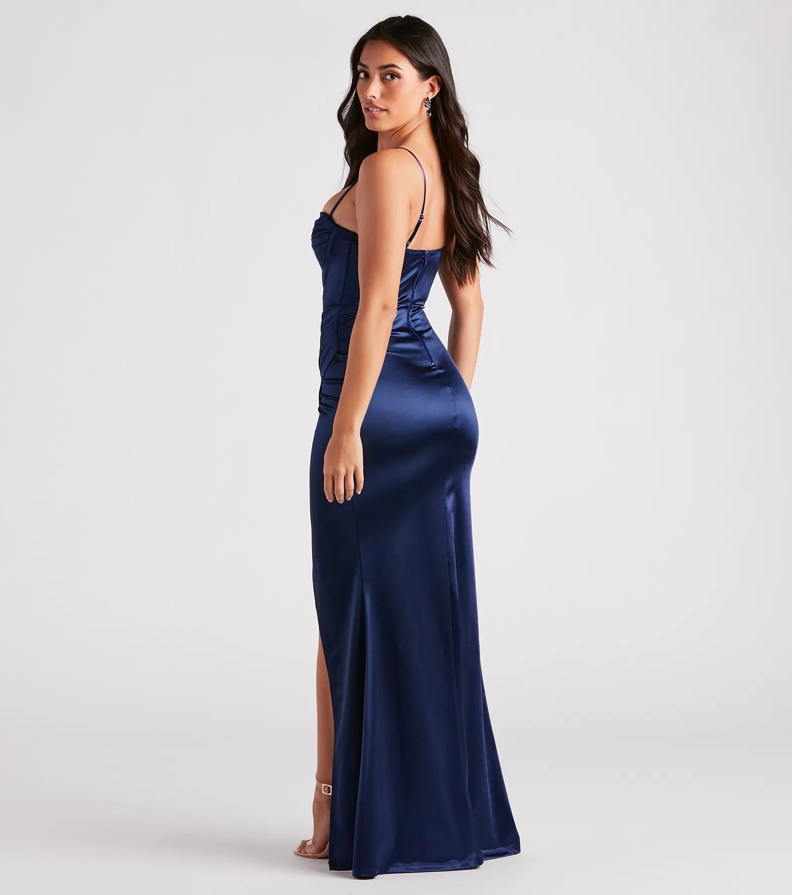 Stacie Satin Corset Wrap Formal Dress - Image 6