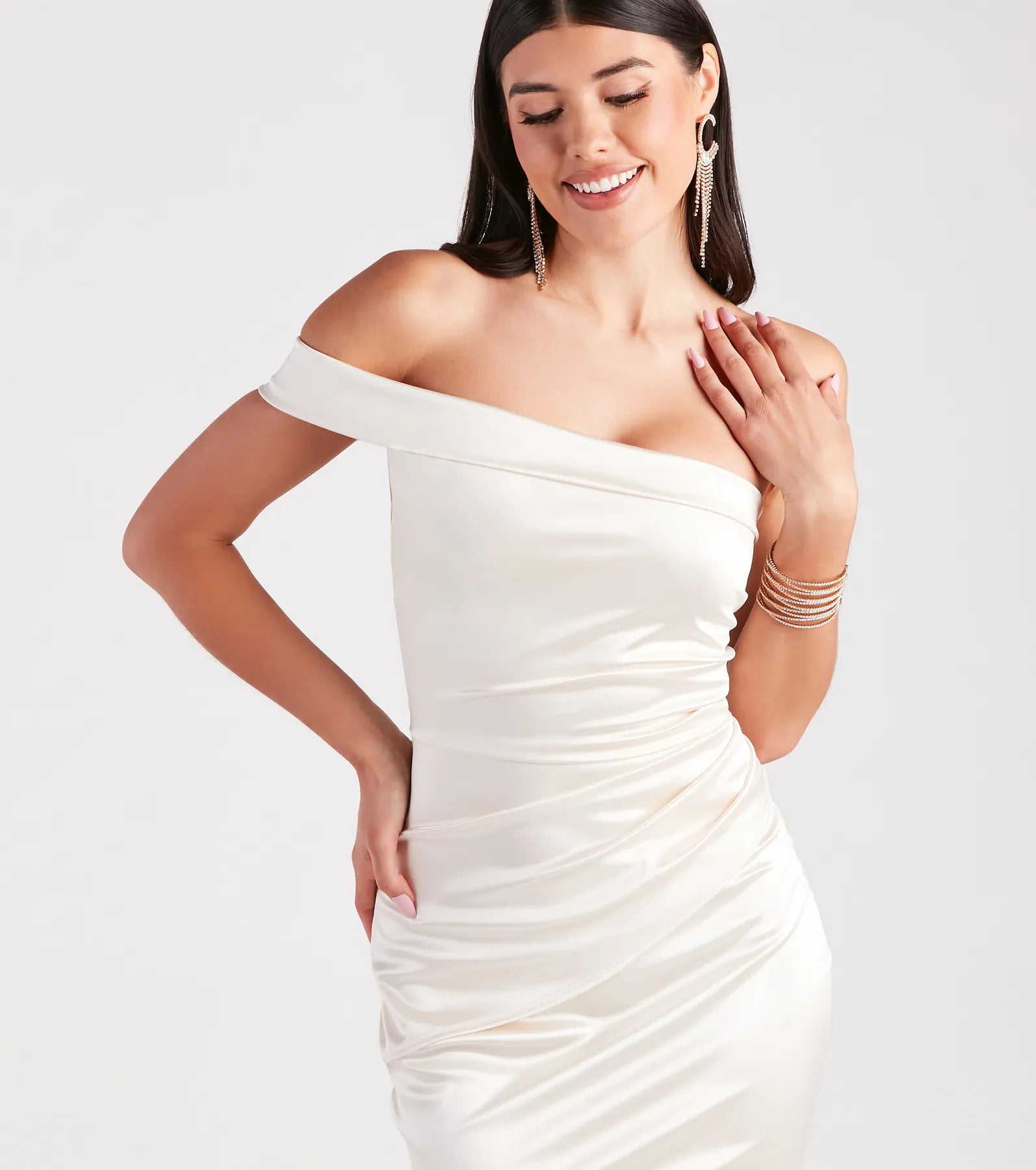 Zoey Formal One-Shoulder Satin Mermaid Dress - Image 8