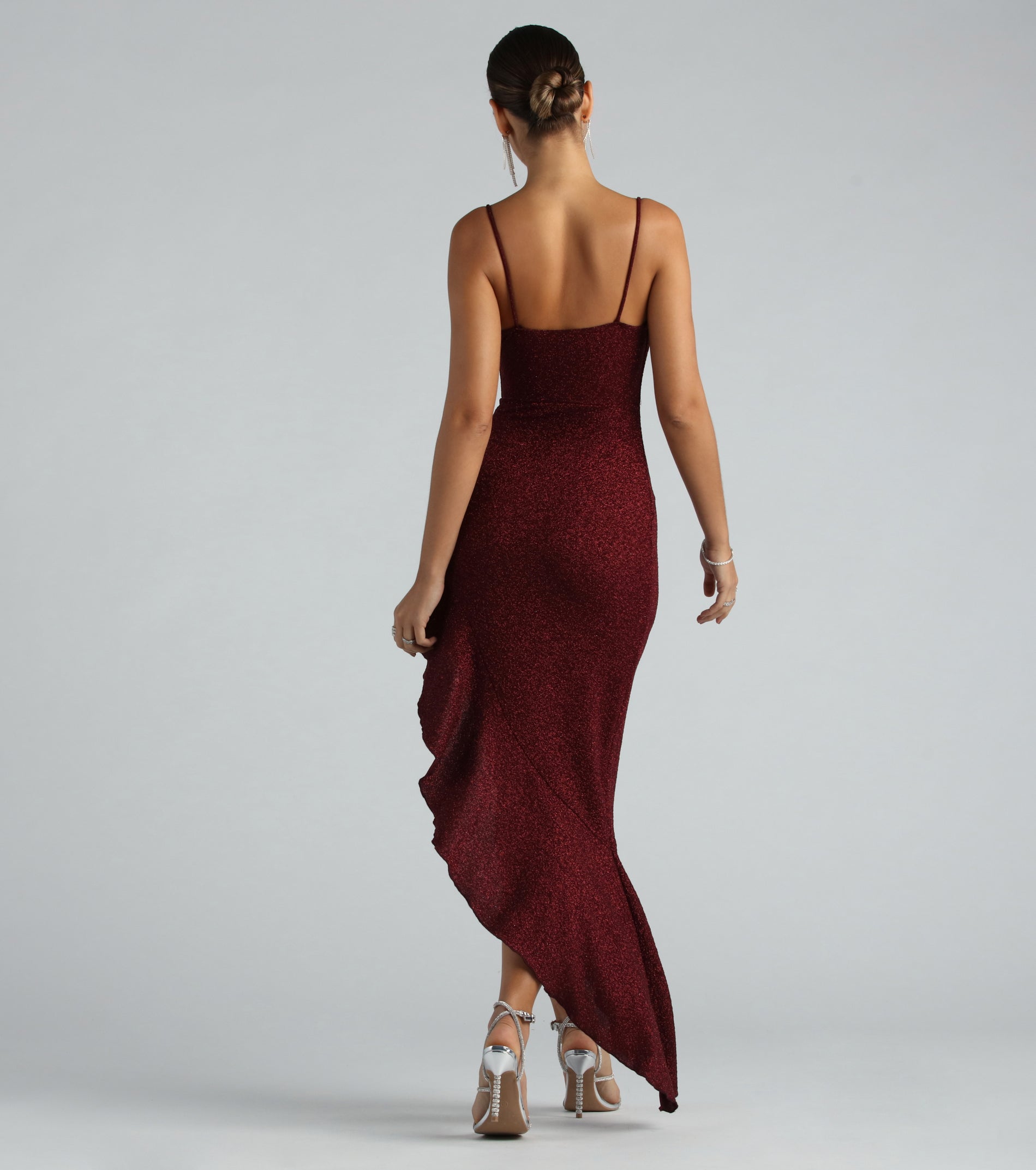 Kylie Formal Glitter Ruffle Long Dress - Image 2