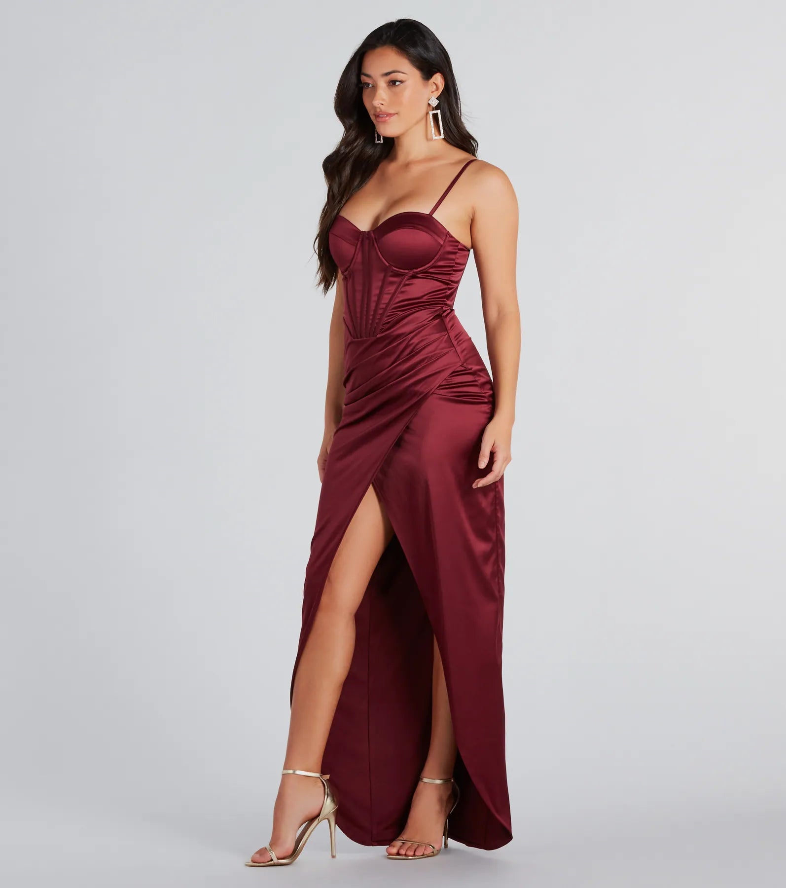 Emmaline Formal Satin Bustier Long Dress - Image 7