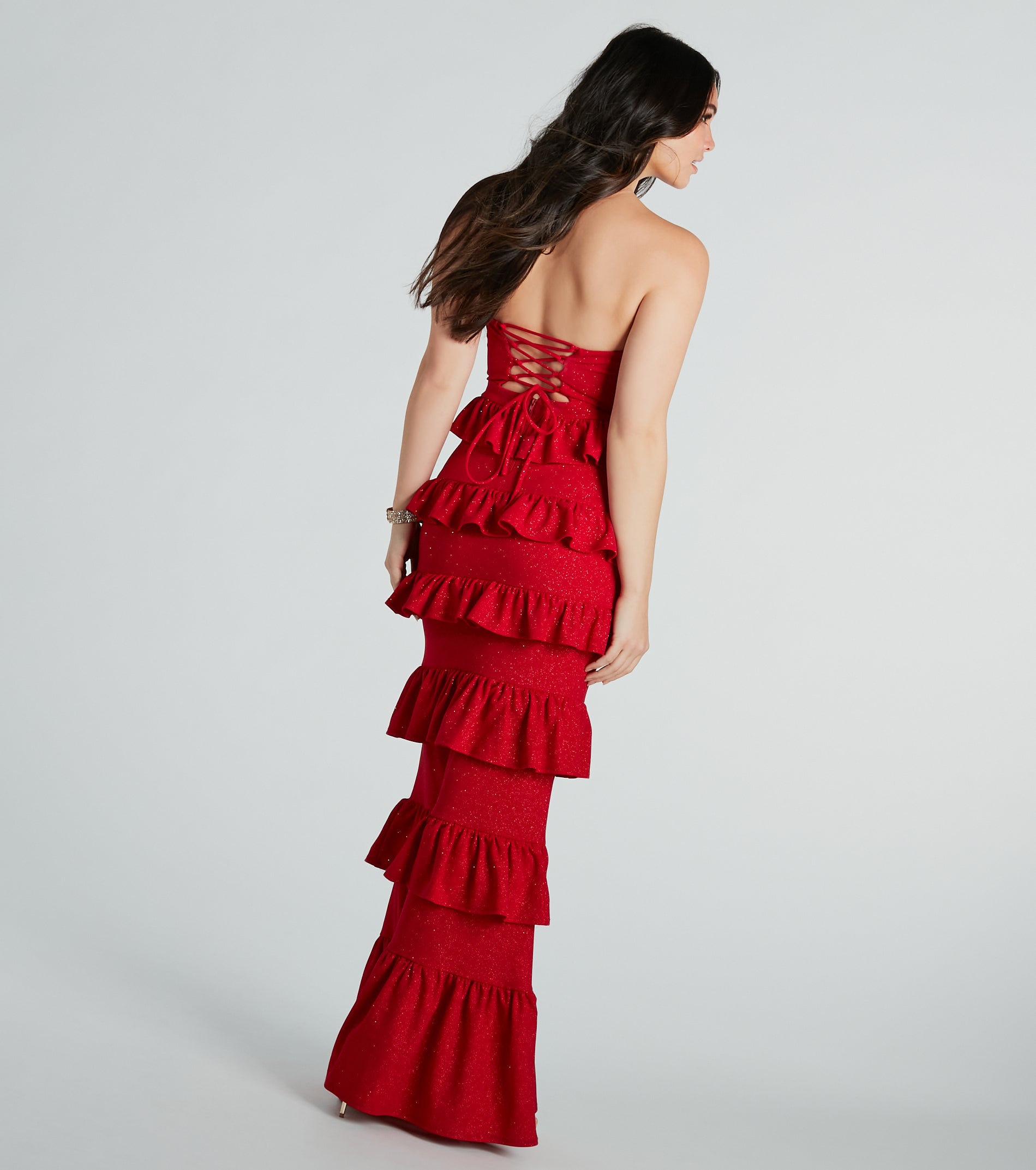 Bridget Formal Glitter Ruffled Long Dress - Image 2