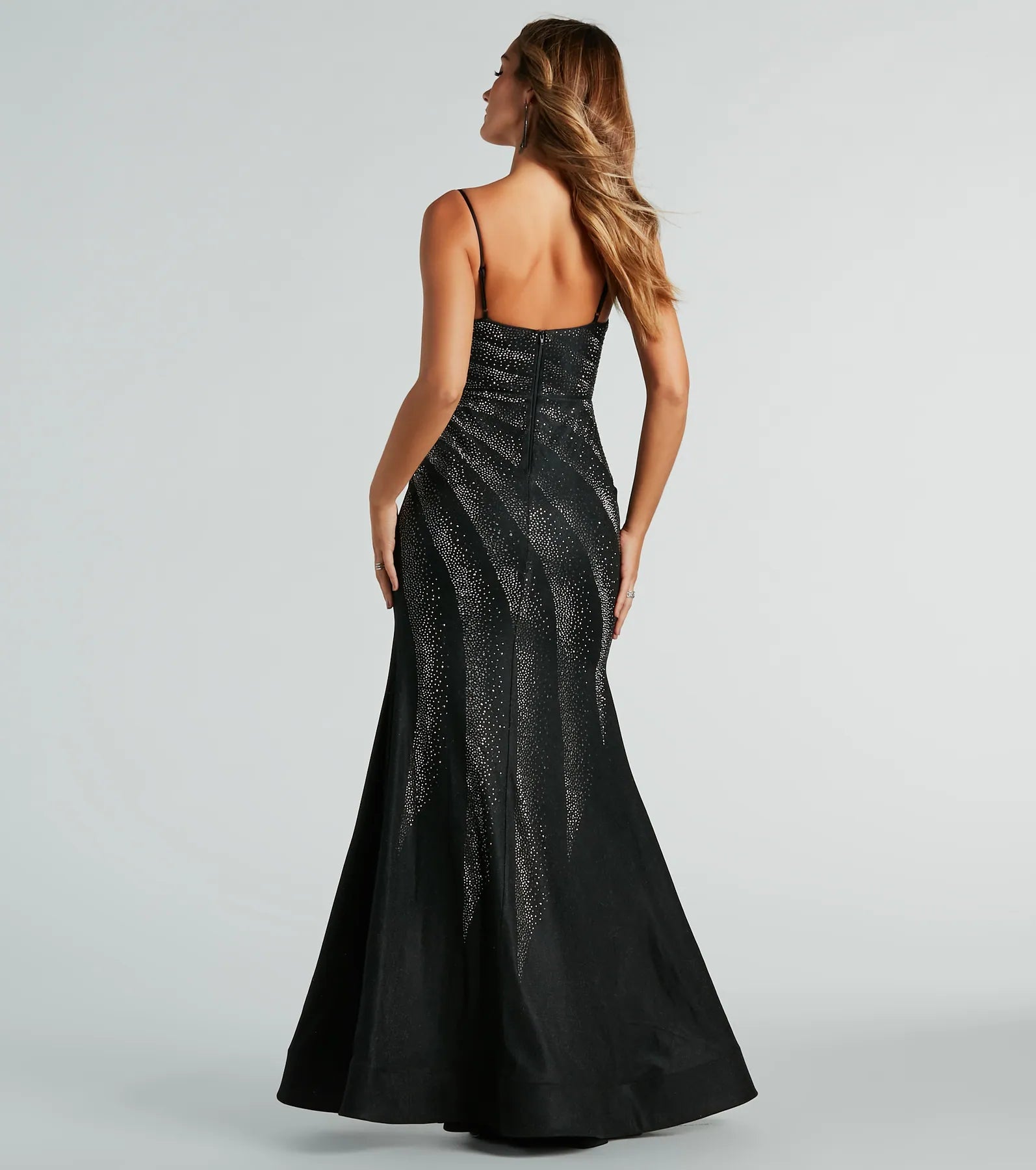 Tessa Formal Rhinestone Mermaid Slit Long Dress - Image 2