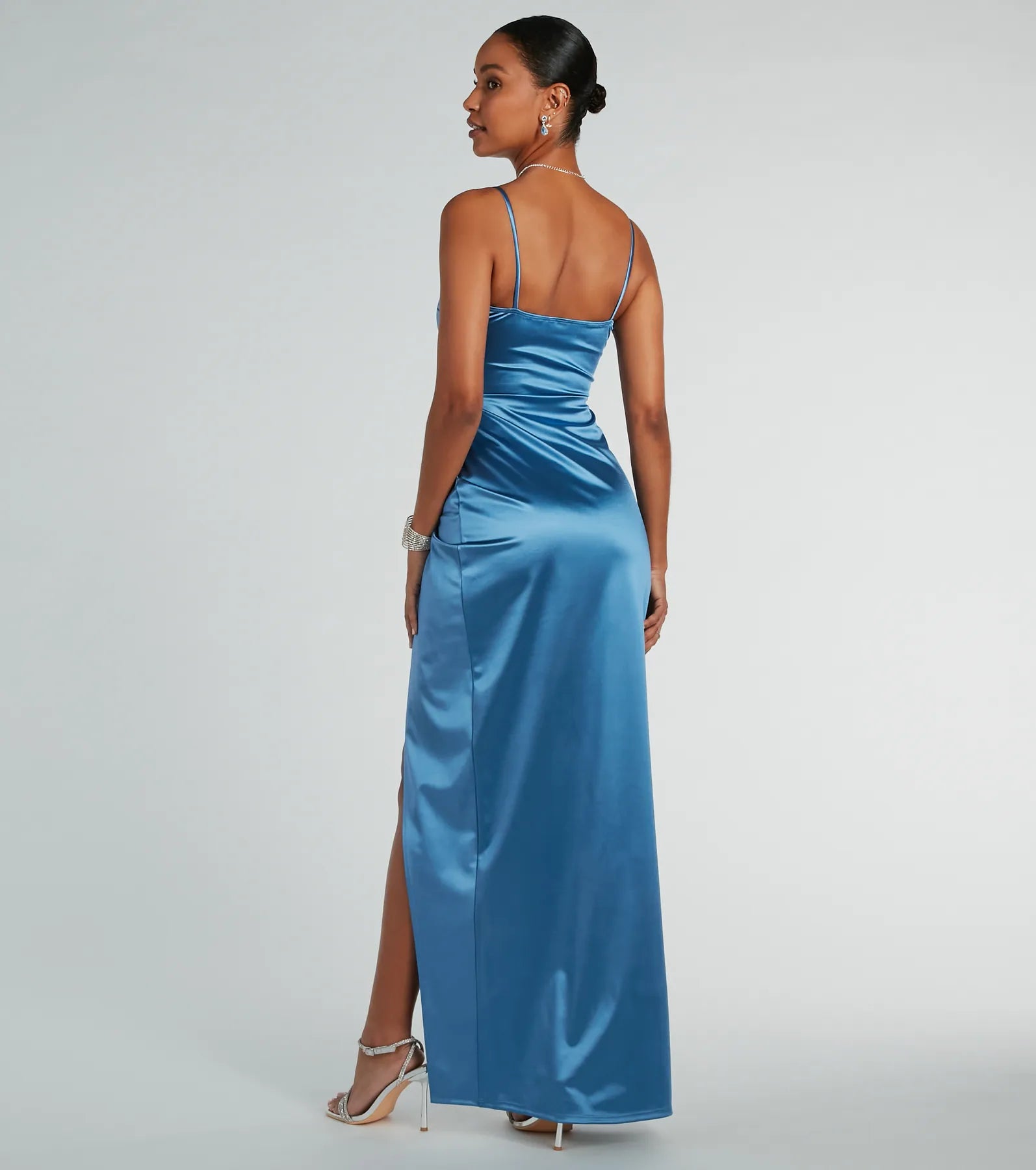 Mayra Formal Satin Slit Long Dress - Image 42