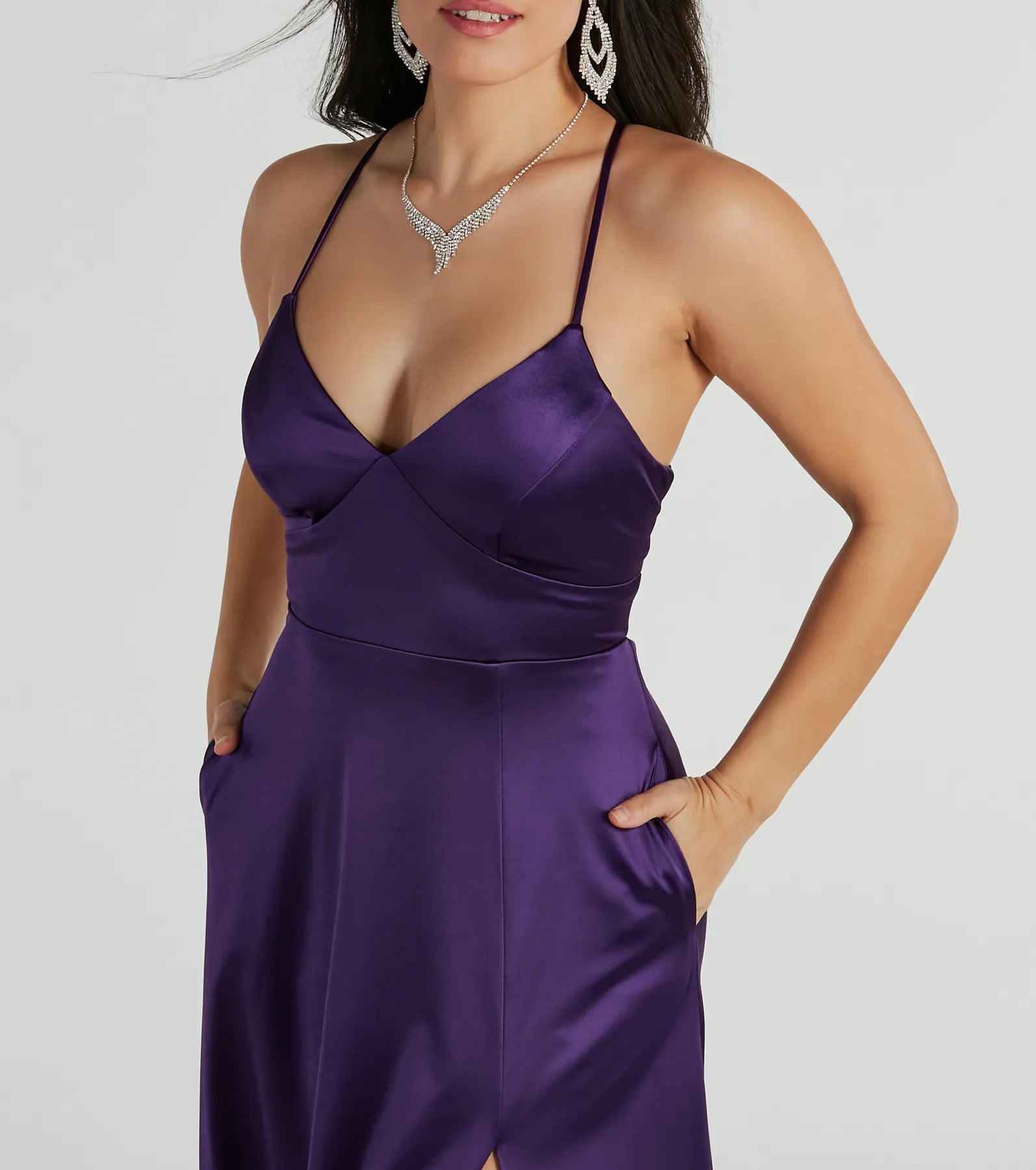 Vienna Lace-Up Satin A-Line Formal Dress - Image 7