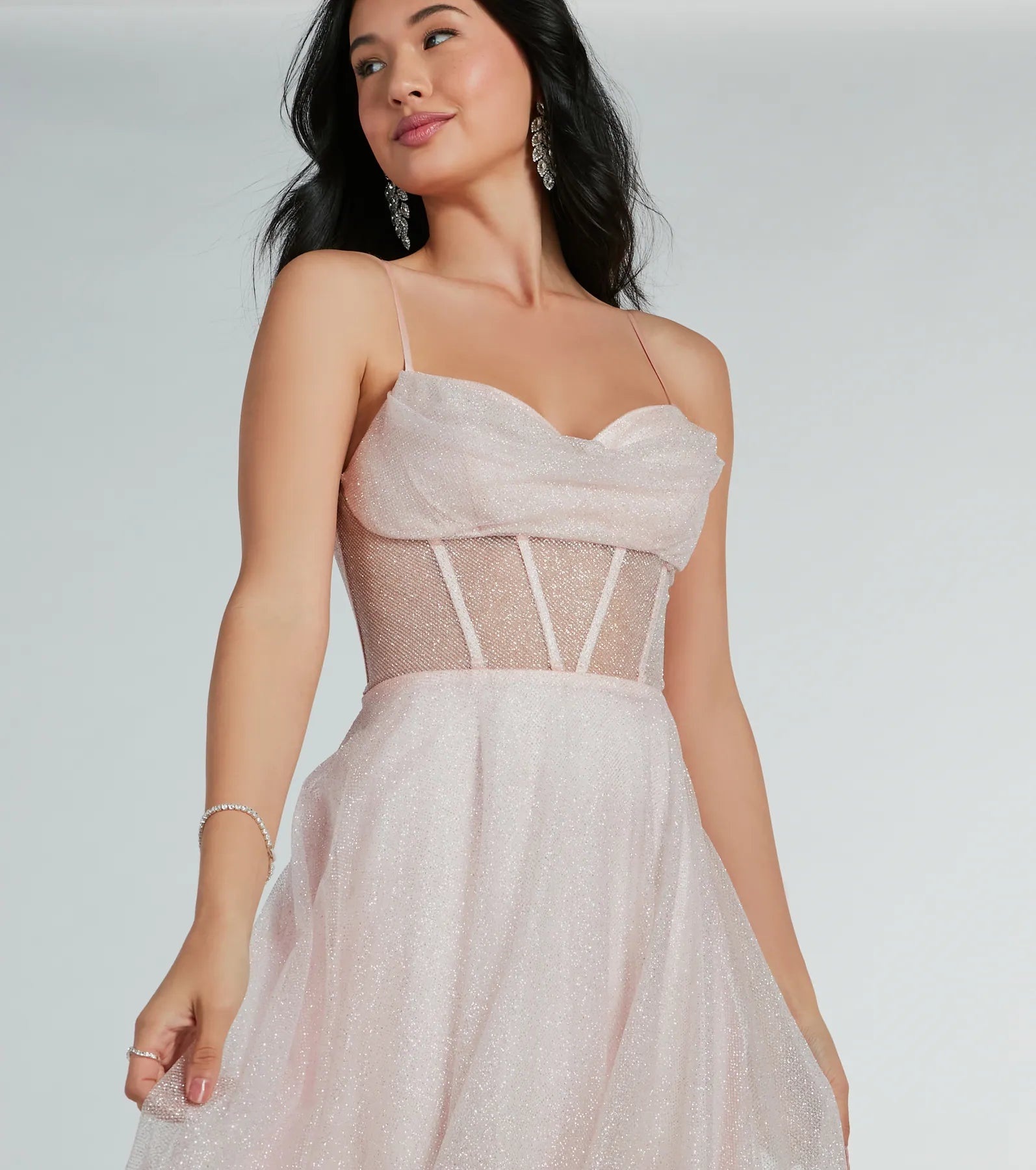 Ariel Corset Glitter Mesh A-Line Formal Dress - Image 3