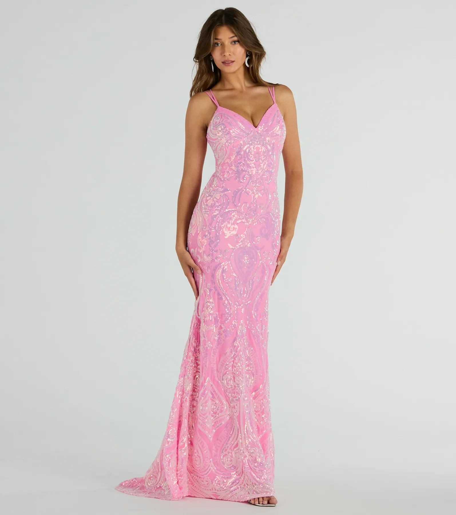 Jessa Lace-Up Mermaid Sequin Formal Dress - Image 6
