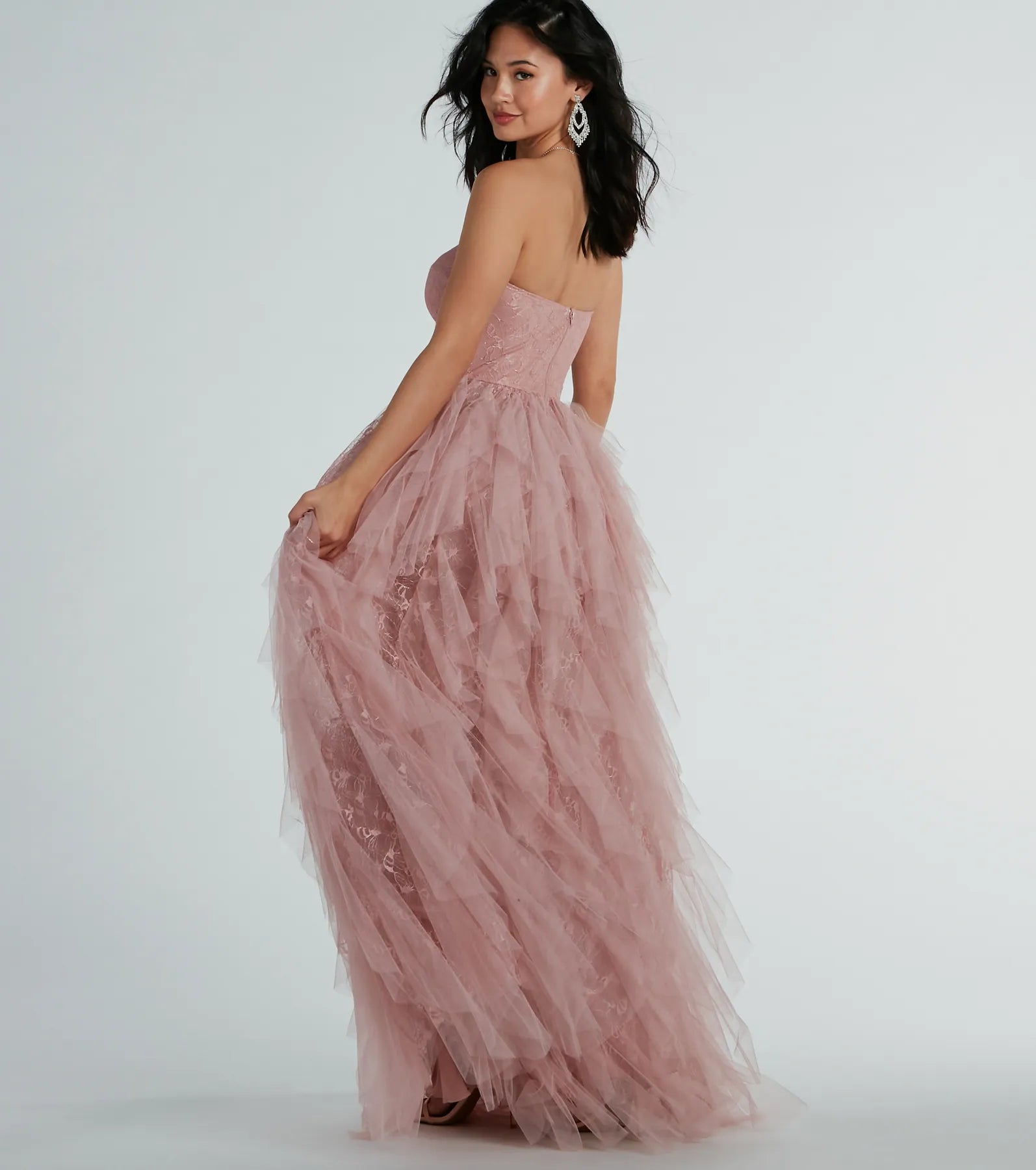 Charlize Corset A-Line Lace Ruffle Formal Dress - Image 2
