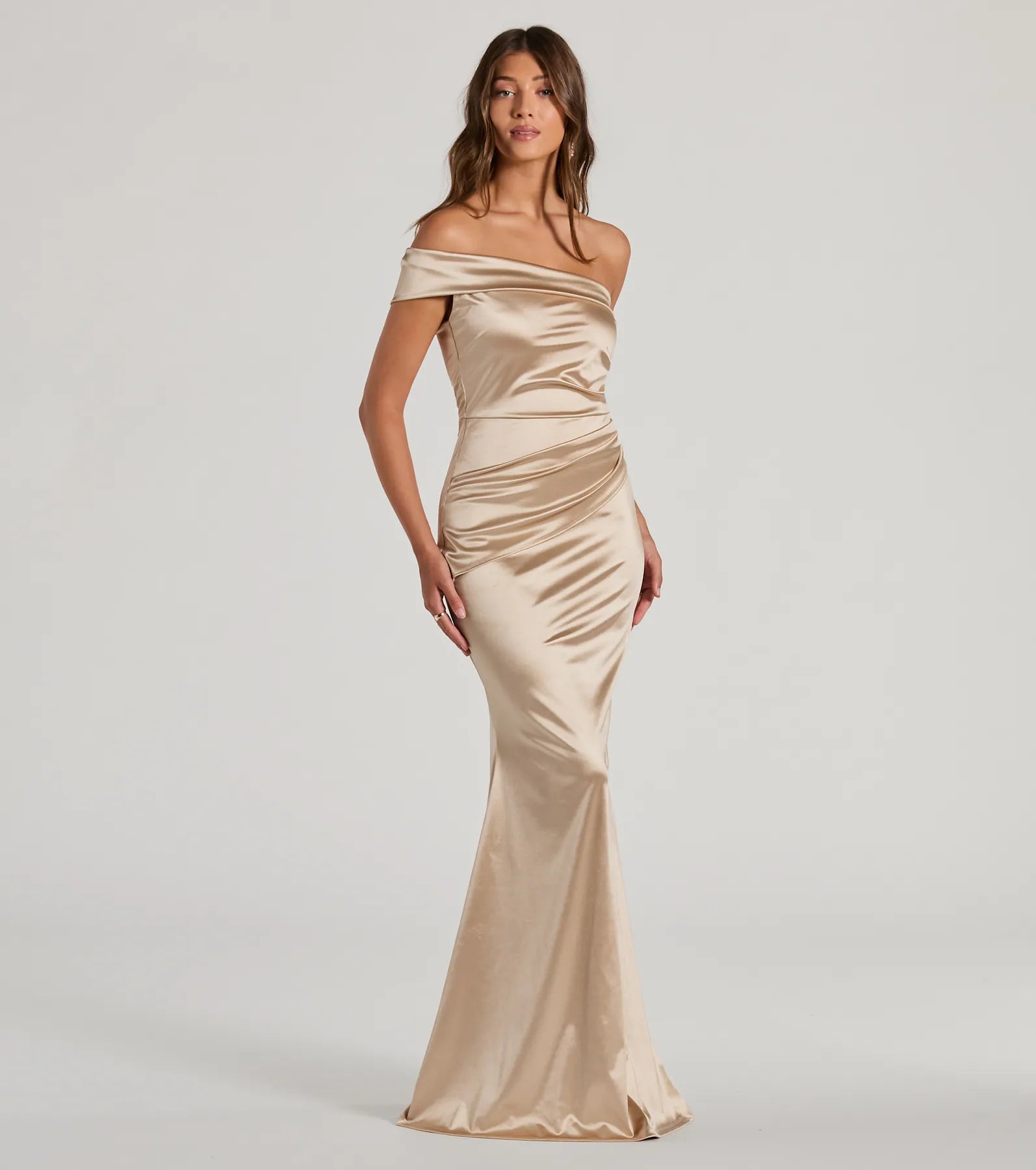 Zoey Formal One-Shoulder Satin Mermaid Dress - Image 12