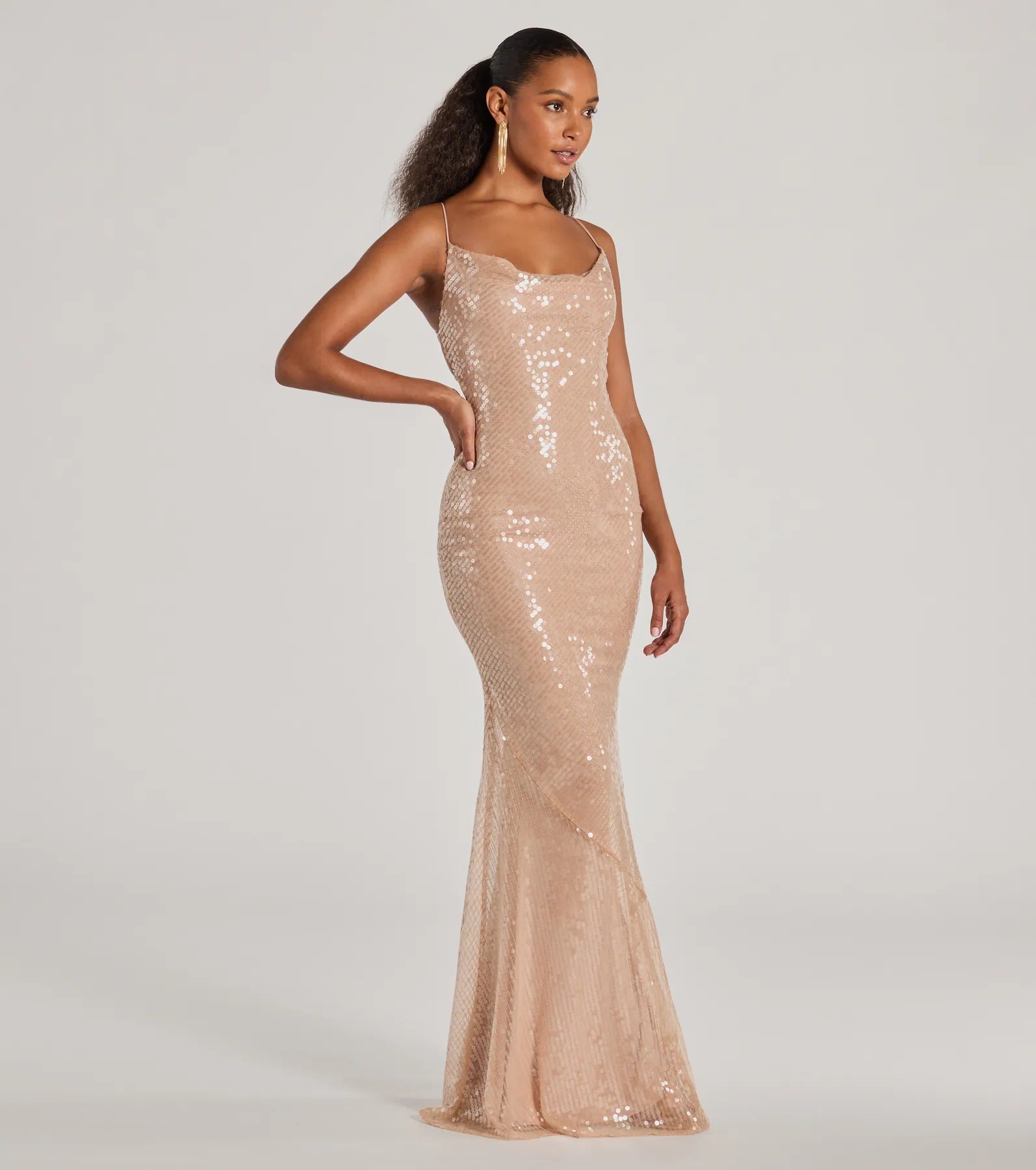 Rachael Lace Up Mermaid Sequin Formal Dress - Image 4