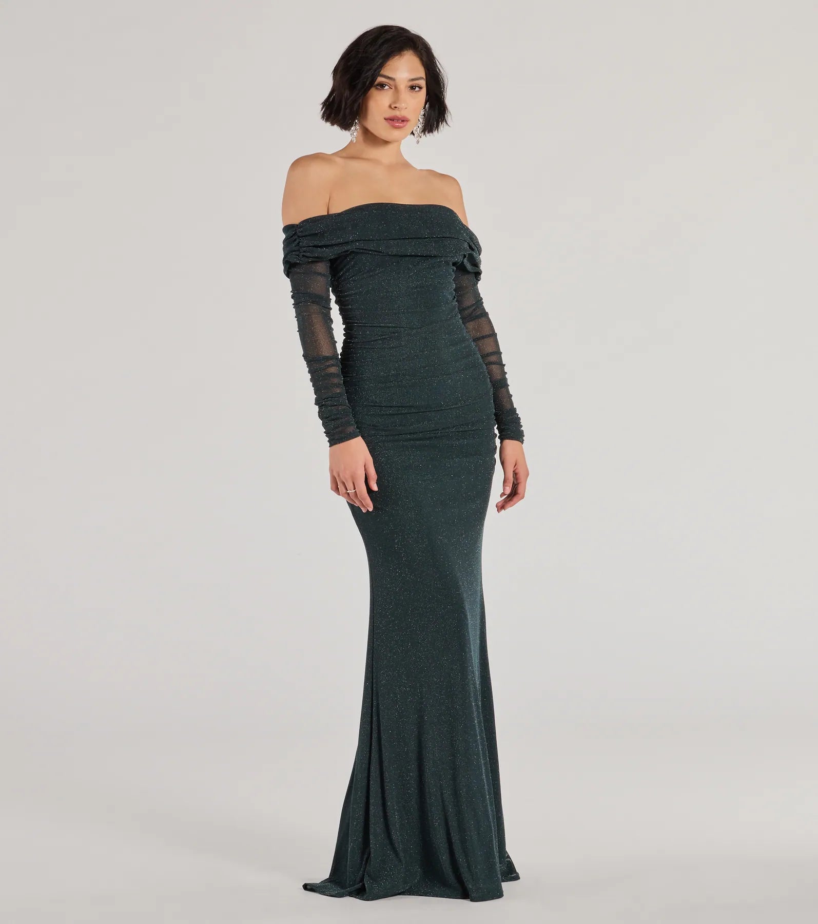 Tova Off The Shoulder Glitter Mermaid Dress - Image 4