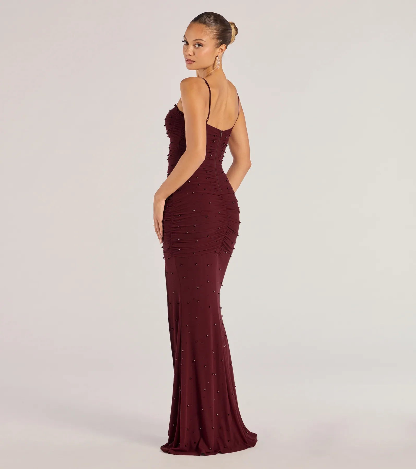 Milena Faux Pearl Mesh High Slit Mermaid Dress - Image 7