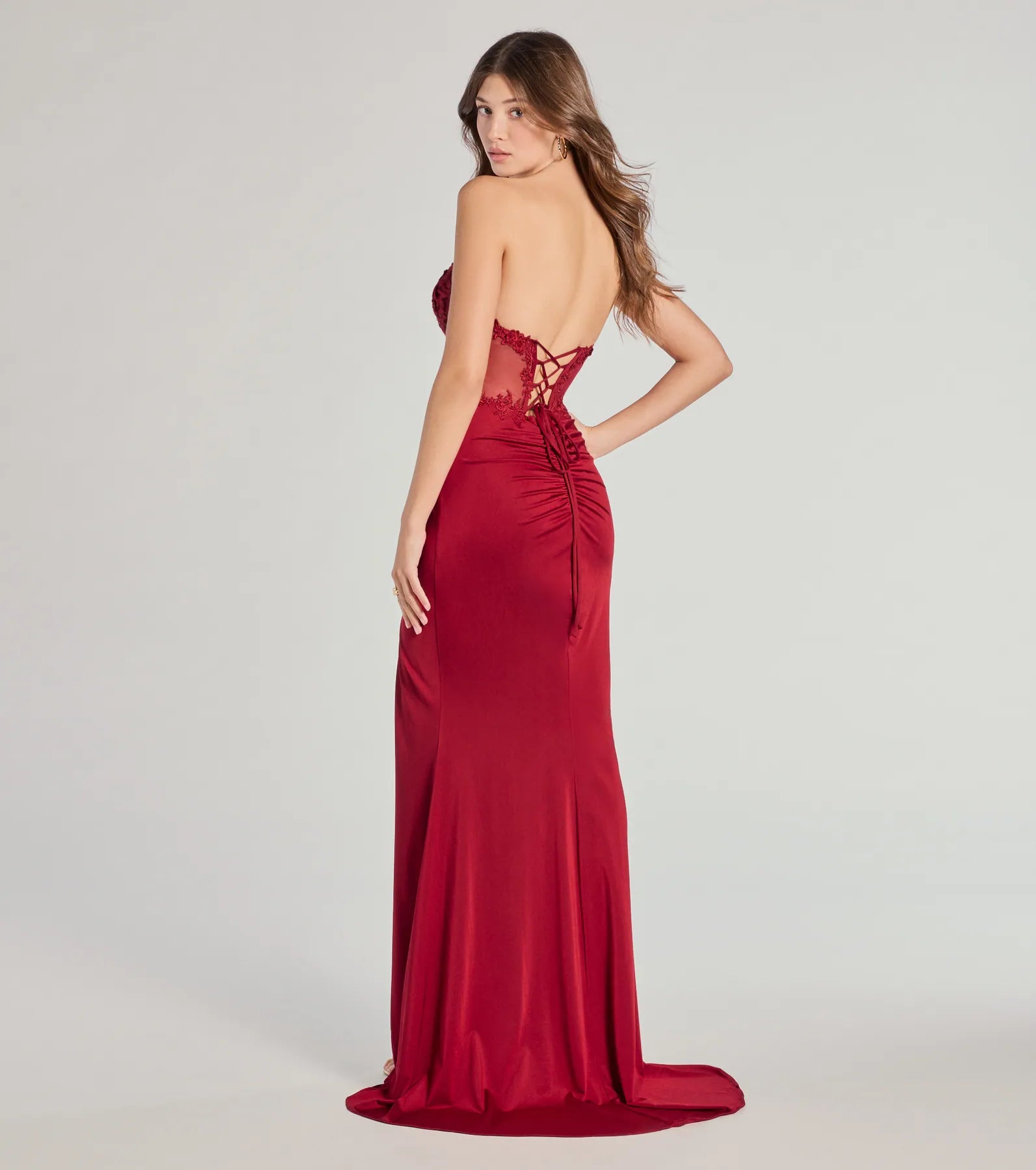 Shayla Strapless Corset Lace Formal Dress - Image 9