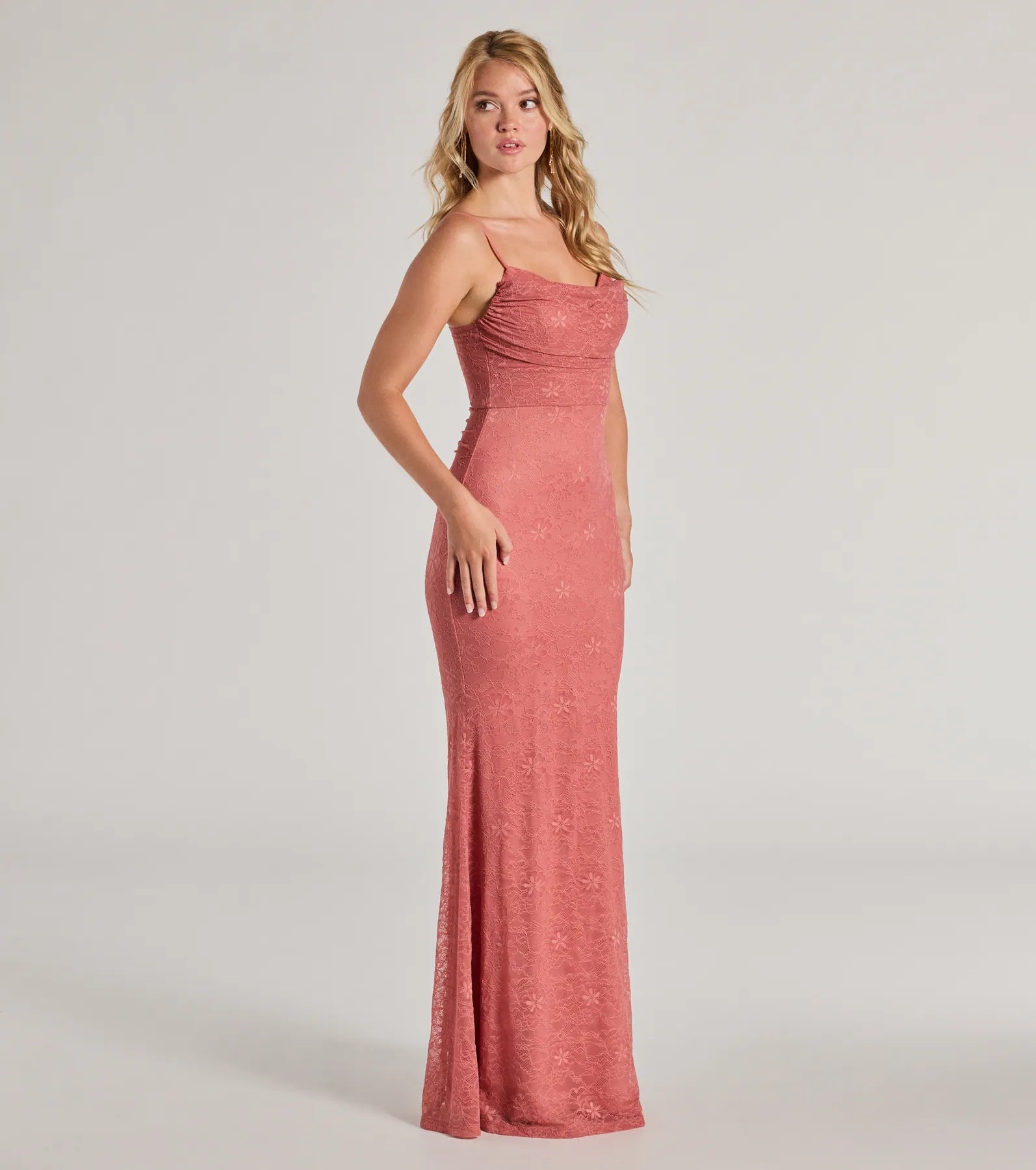 Lylah Lace Cowl Neck Mermaid Dress - Image 4