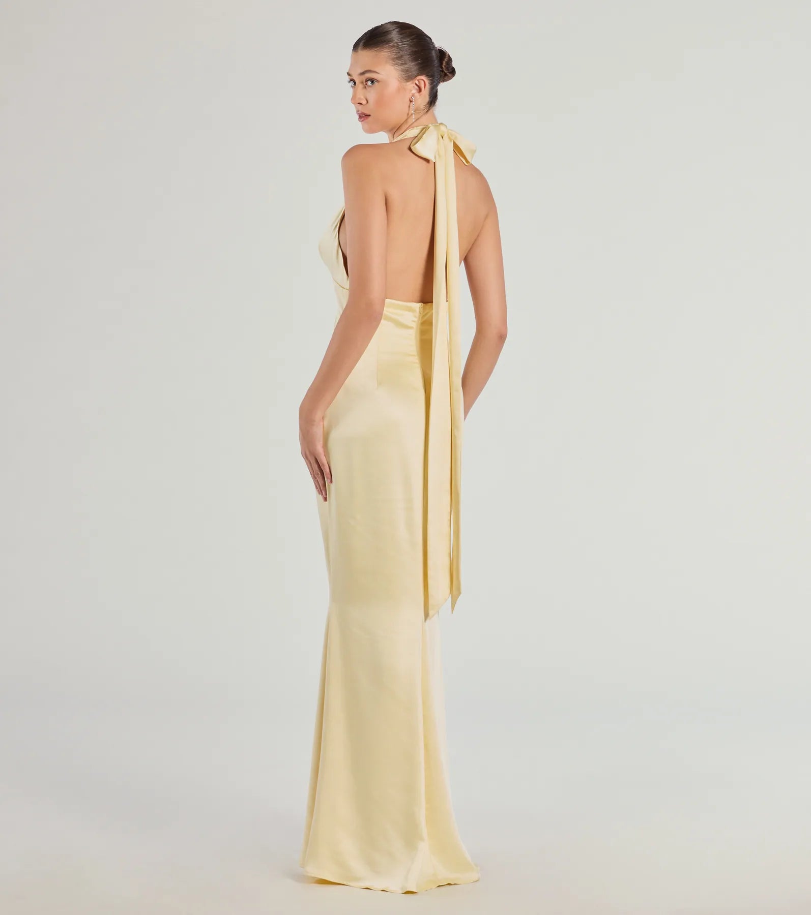 Erika Halter Satin Column Formal Dress - Image 2