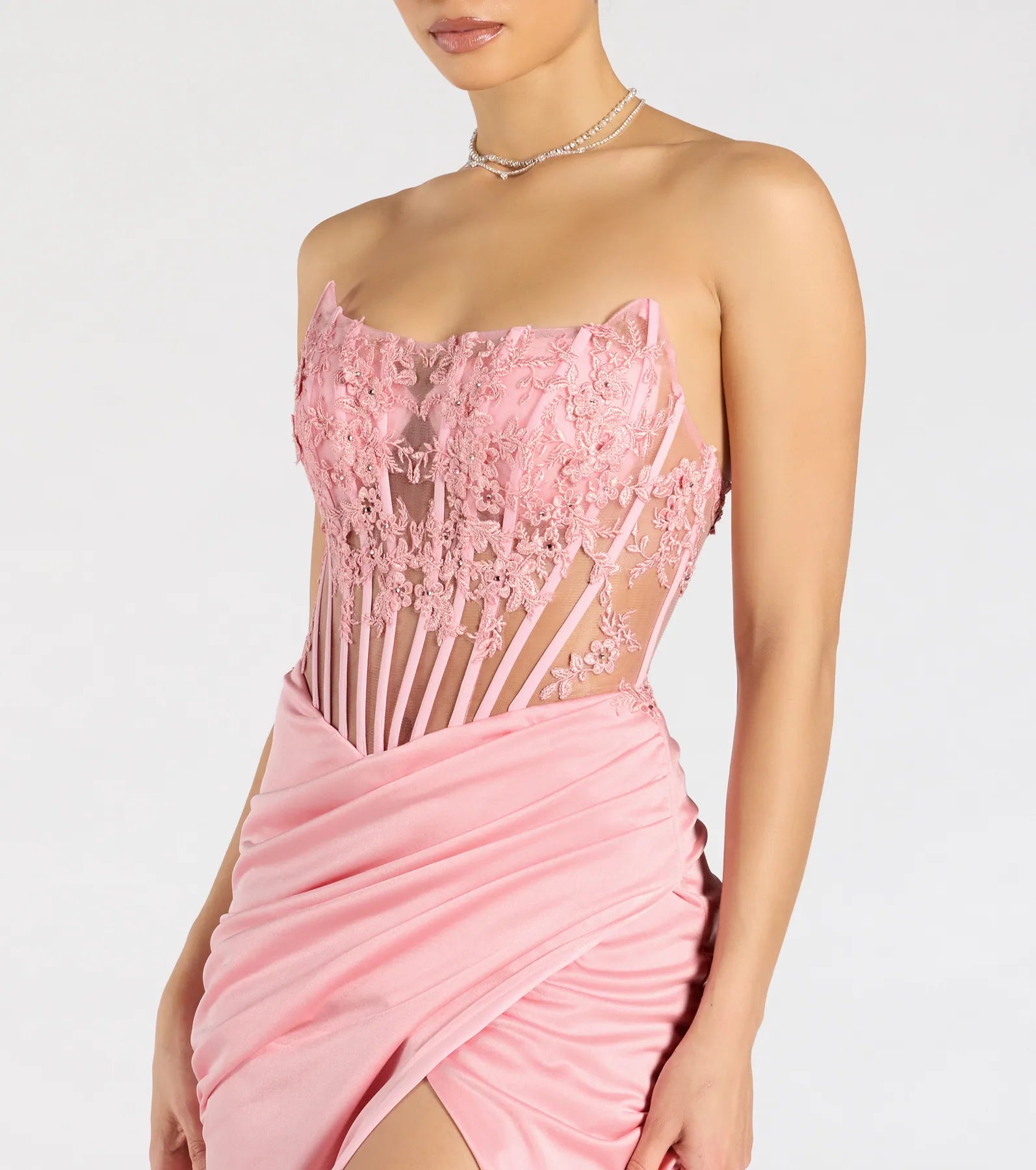 Shayla Strapless Corset Lace Formal Dress - Image 14
