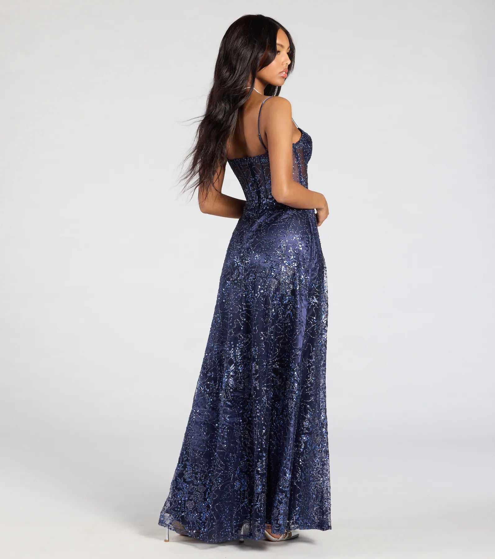 Lauren Sweetheart A-Line Glitter Sequin Dress - Image 6