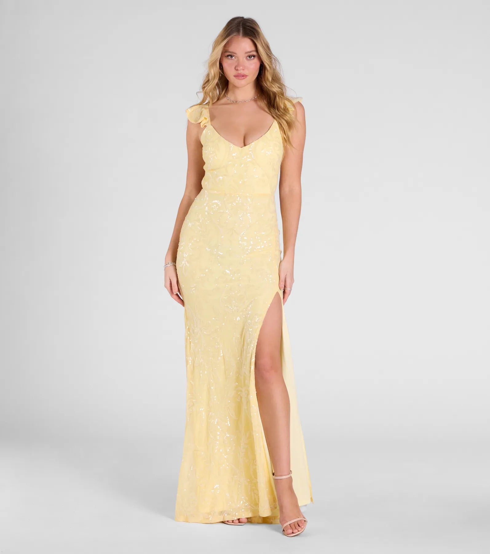 Estella V-Neck Column Long Sequin Formal Dress - Image 10