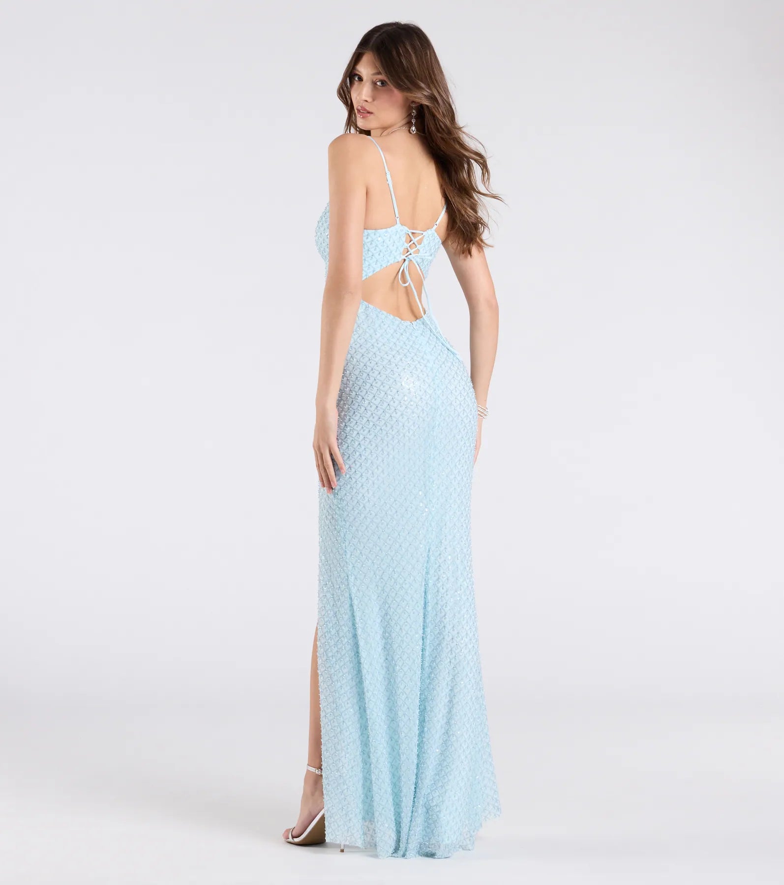 Valeria Cutout Lace-Up Sequin Beaded Formal Dress - Image 2