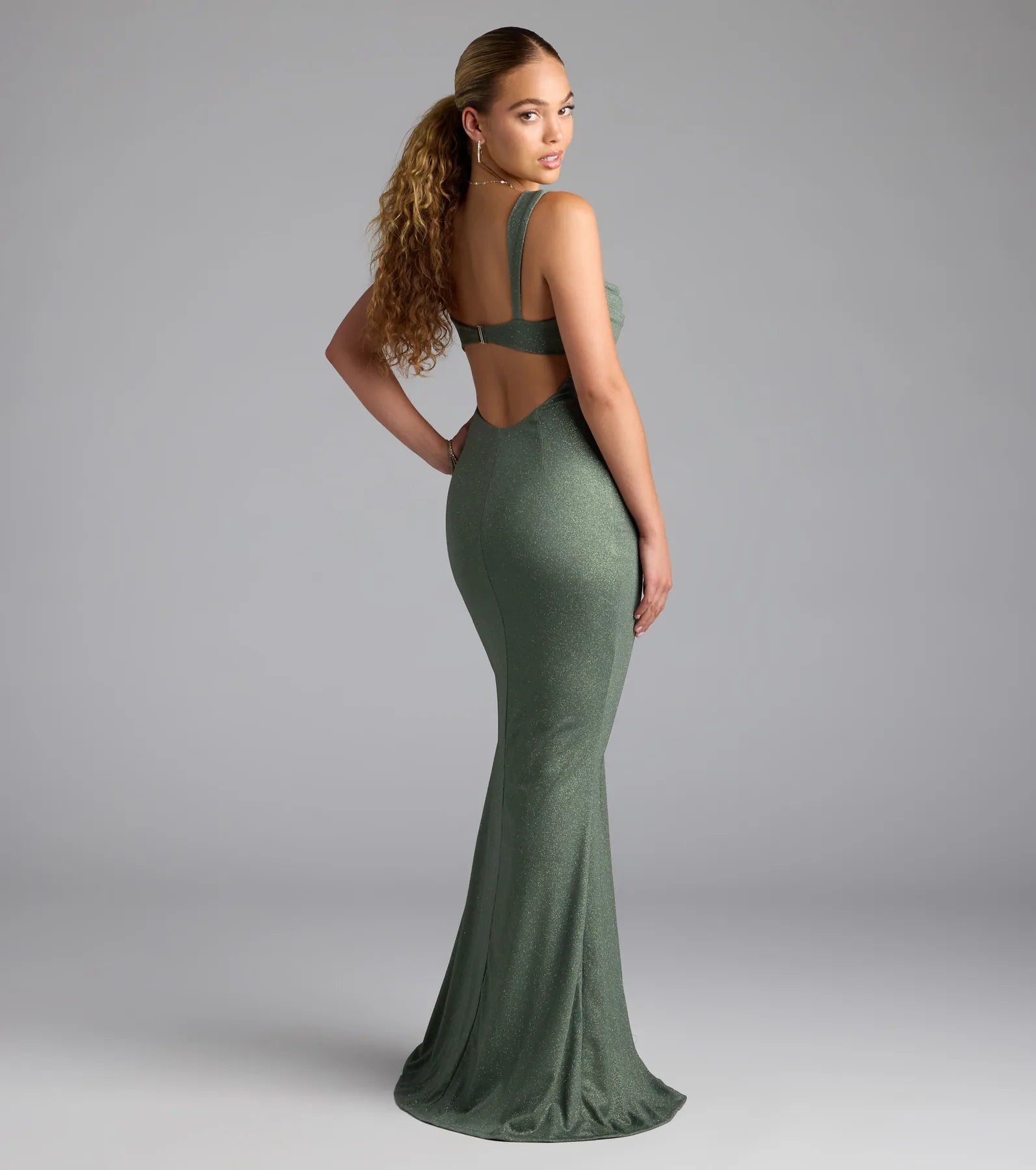 Catherine Open Back Mermaid Glitter Formal Dress - Image 2