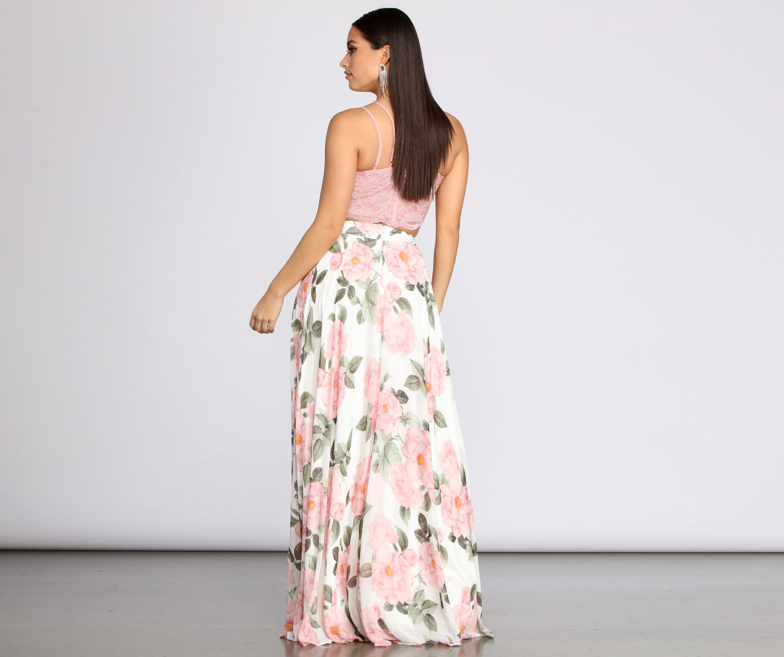 Evie Floral Chiffon Two Piece Dress - Image 2