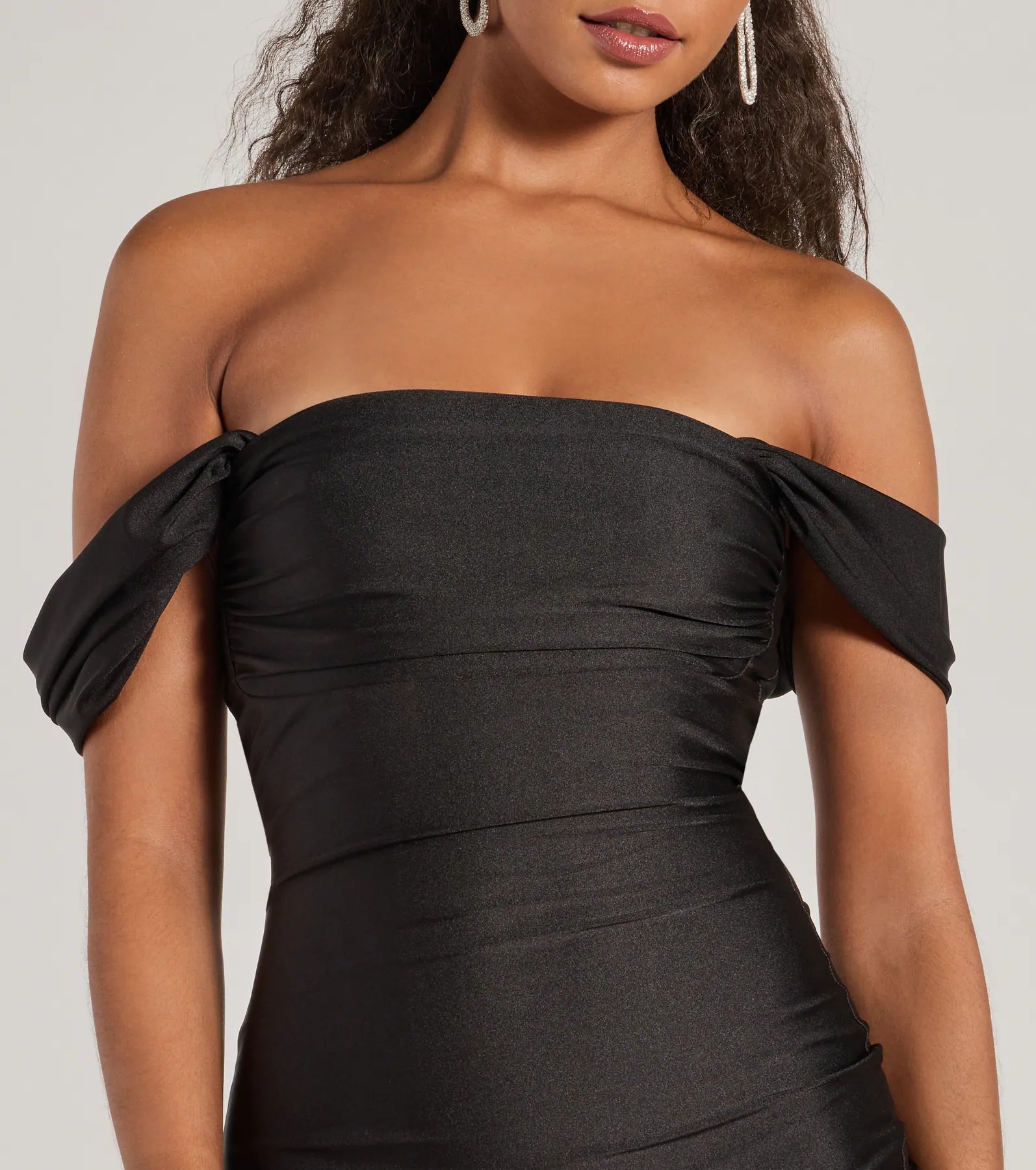 Exceptional Off-The-Shoulder Flared Midi Dress - Image 19