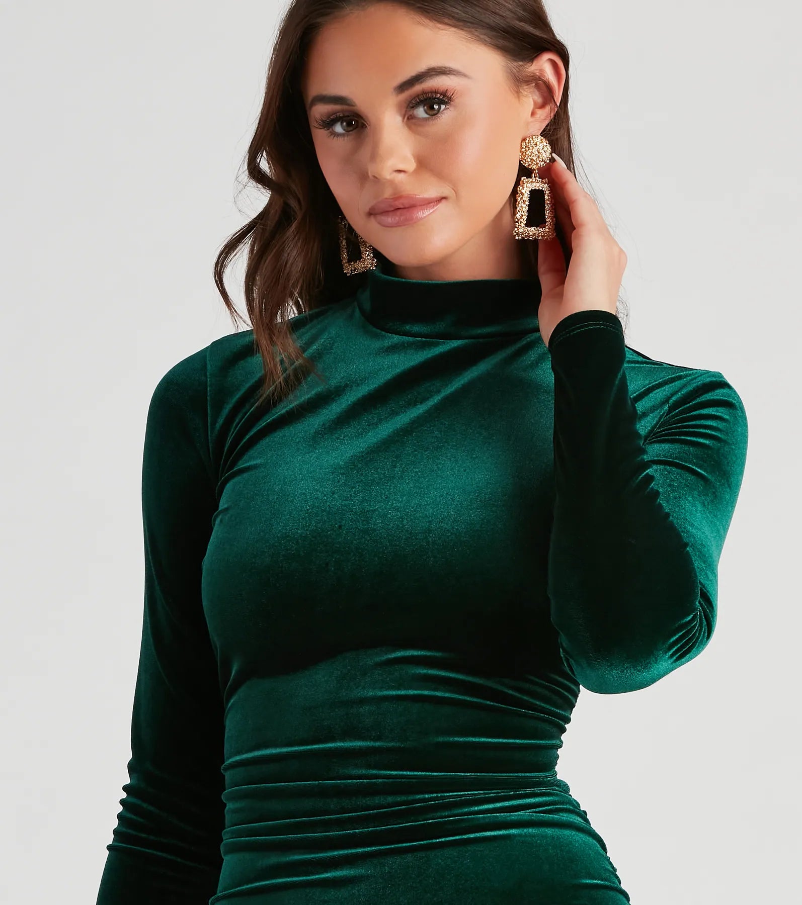 Ruche To The Party Velvet Dress - Image 4