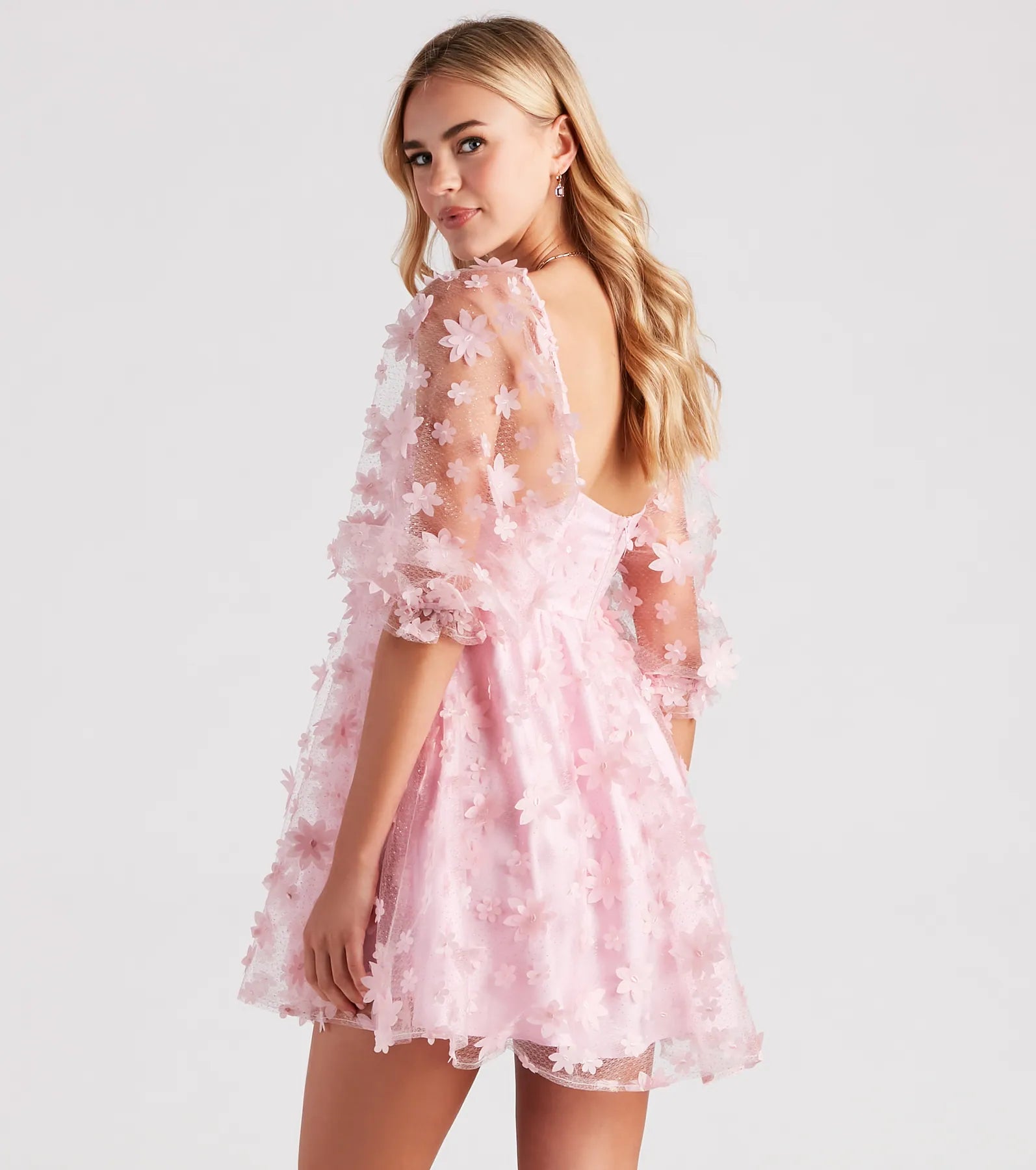 Sunshine Daisy Flower Mesh Skater Dress - Image 6