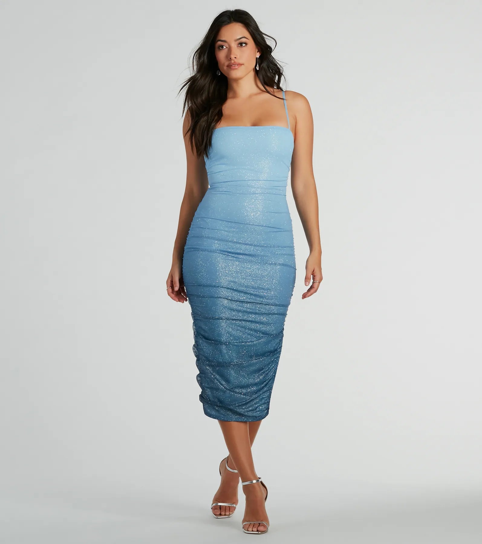 Sassy Shine Ombre Glitter Mesh Midi Dress - Image 5