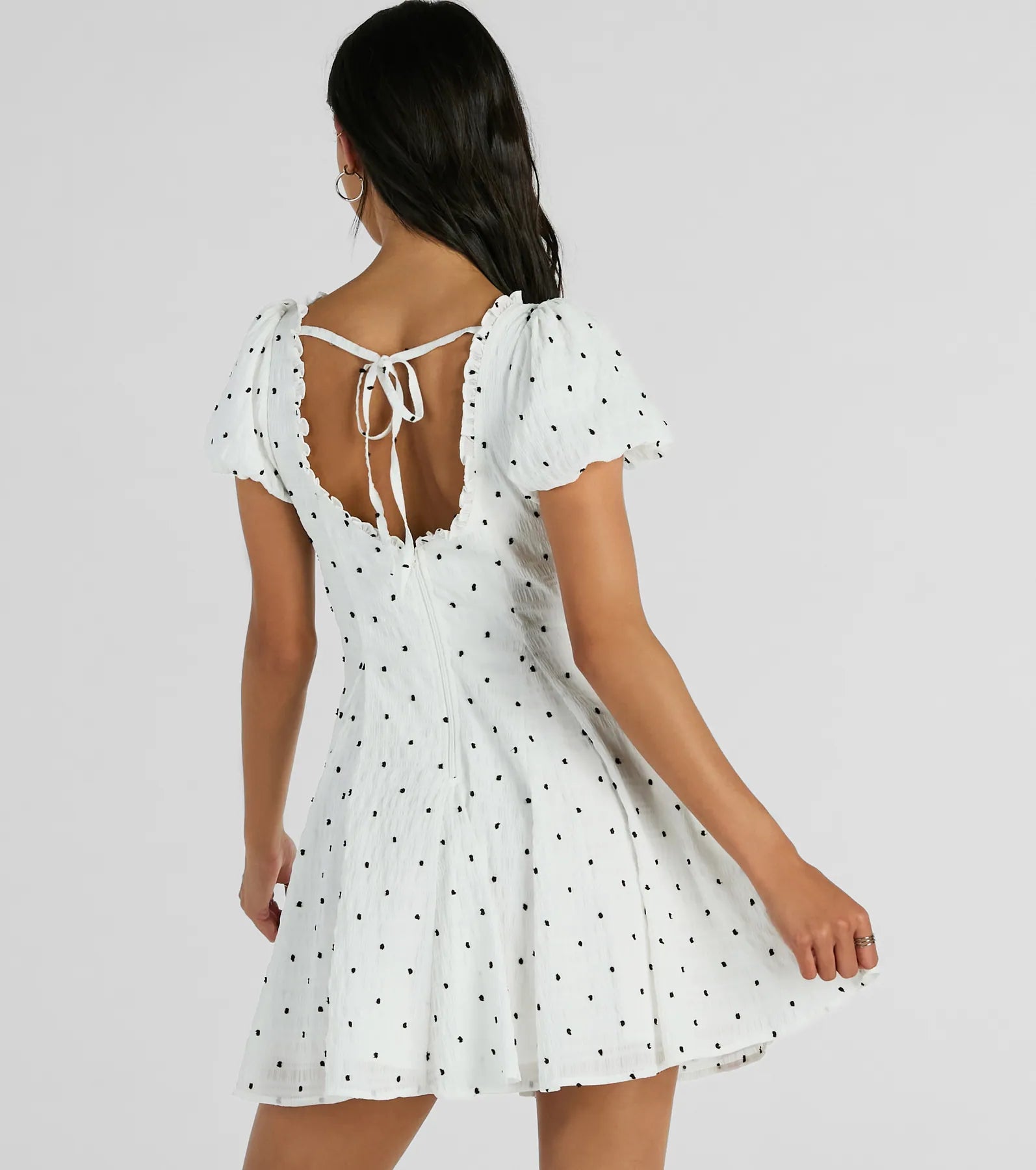 Charmed And Cute Polka Dot Chiffon Skater Dress - Image 2