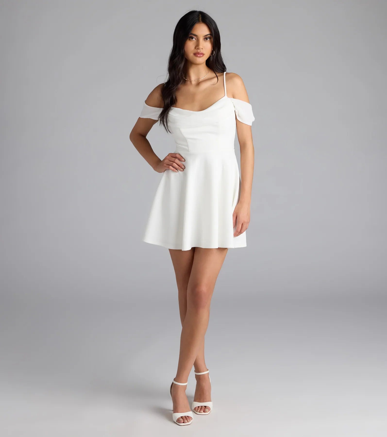 Sweet Touch Cold Shoulder Crepe Skater Dress - Image 3