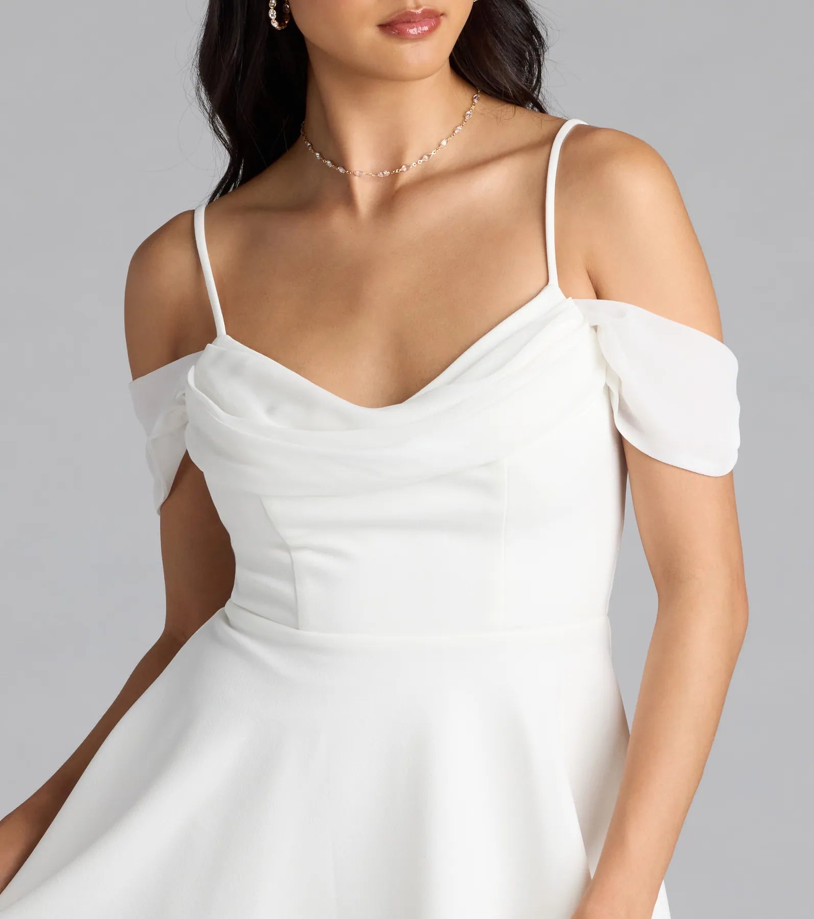 Sweet Touch Cold Shoulder Crepe Skater Dress - Image 4