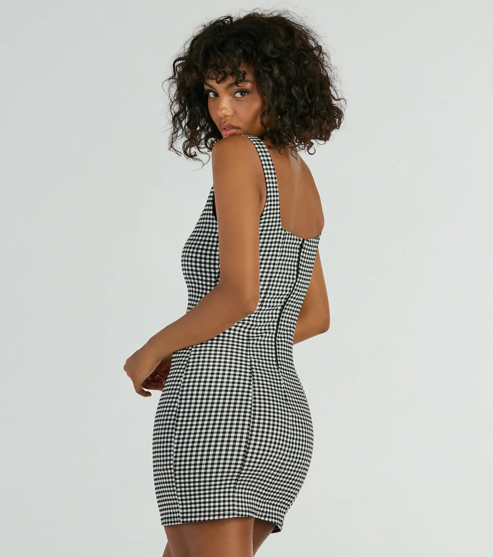 Sweeter Than Pie Scoop Neck Gingham Mini Dress - Image 3