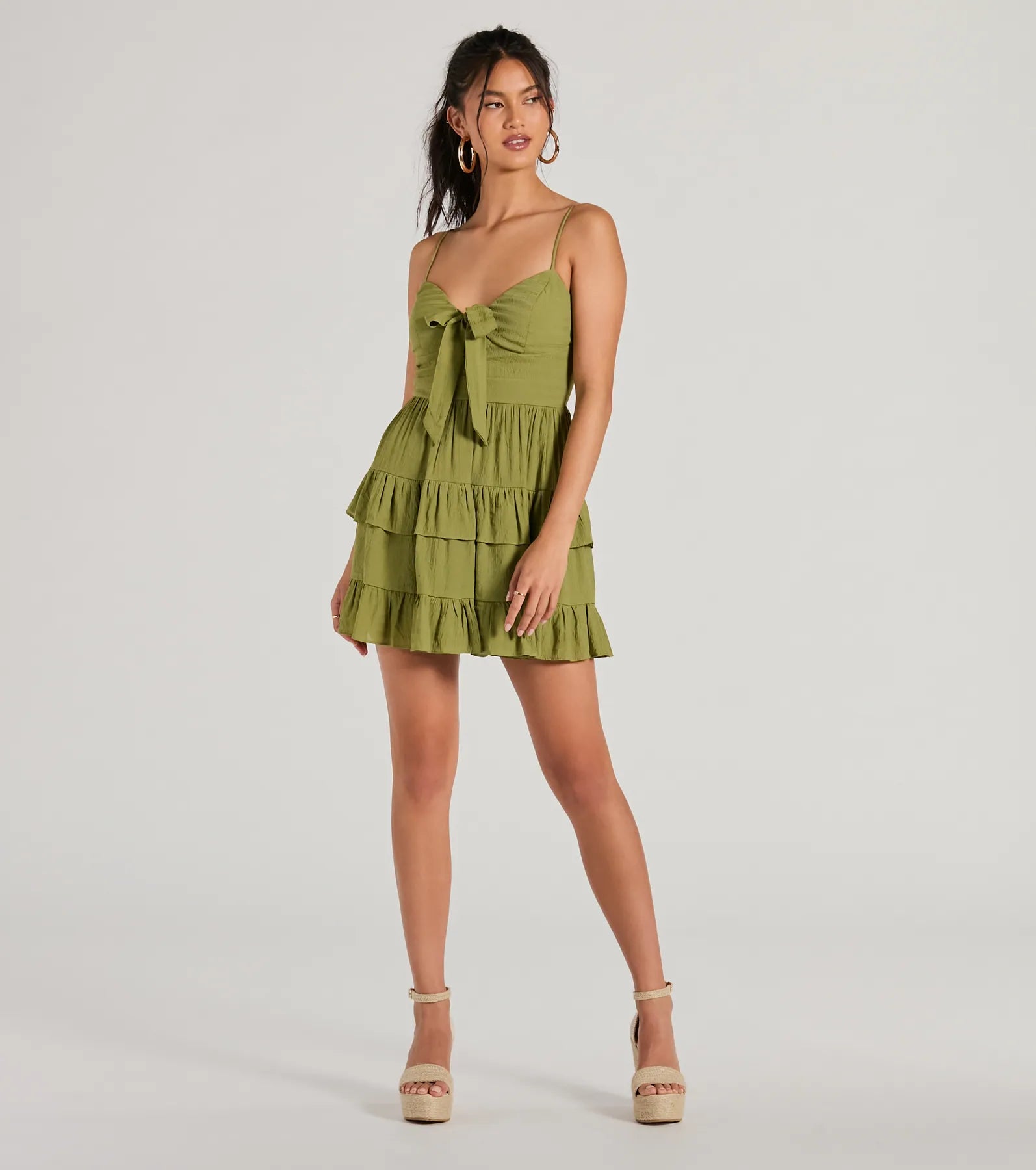 Charming Allure Tie-Front Ruffled Skater Dress - Image 4
