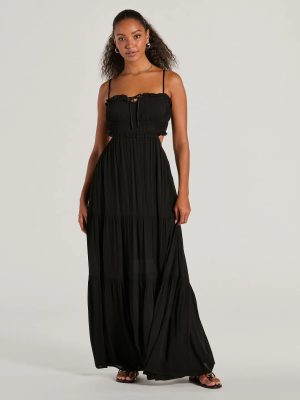 Breezy Look Ruffled Cutout Woven Maxi Dress