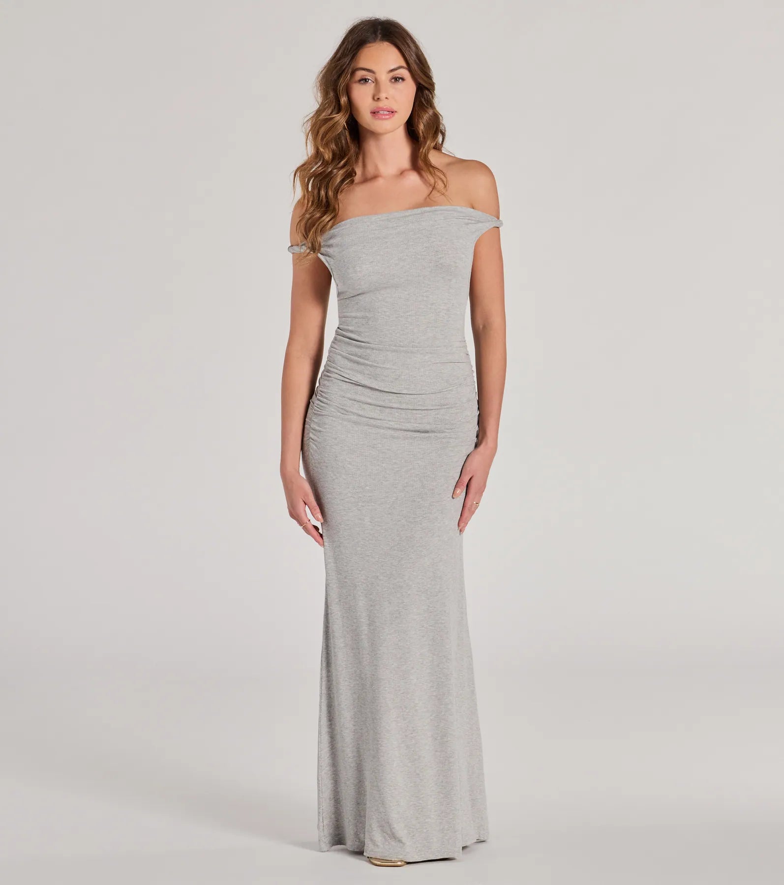 Casual Chic Ruched Ribbed Knit Maxi Dress - Image 2