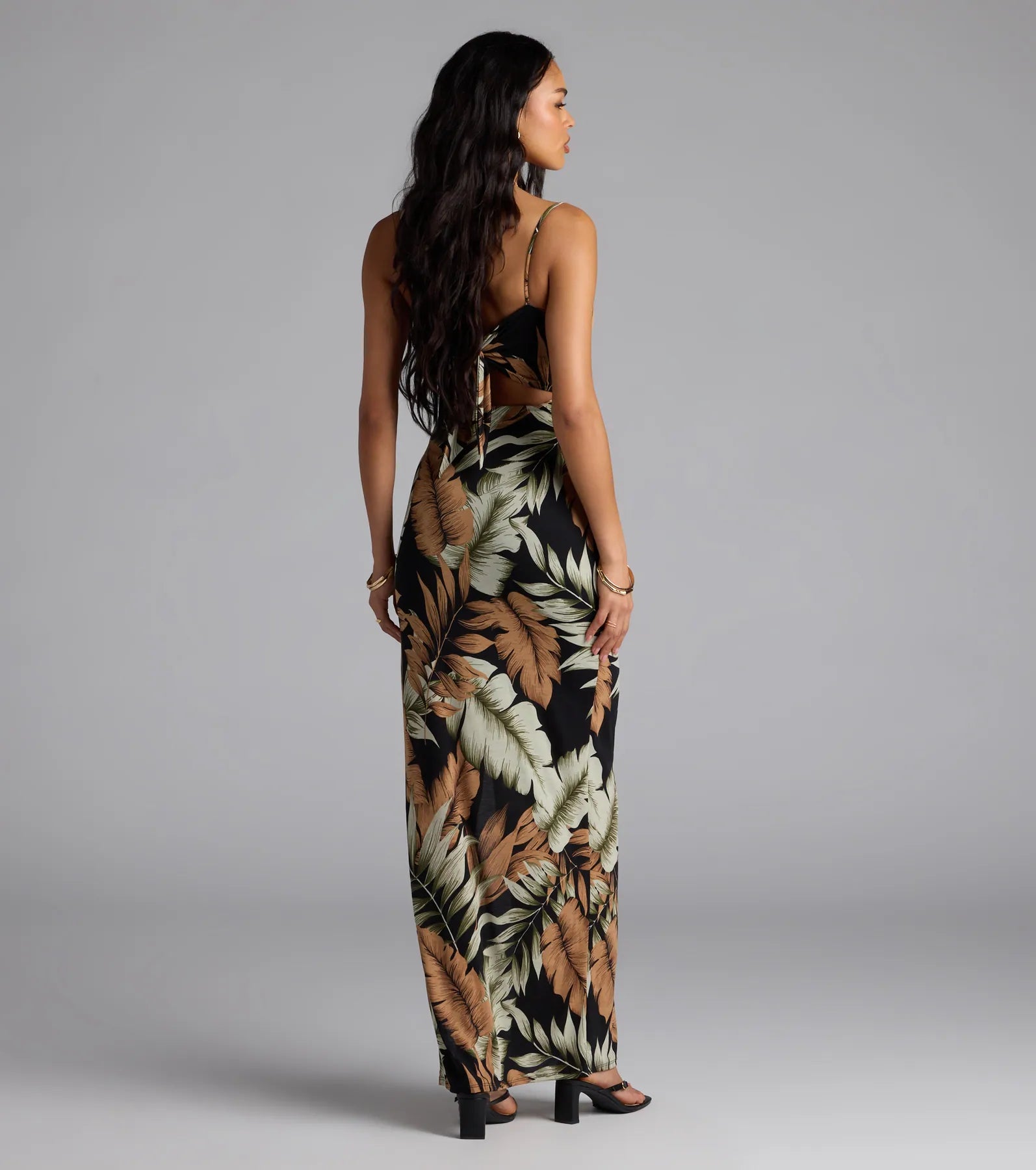 Destination Cutie Tropical Cutout Slit Maxi Dress - Image 2