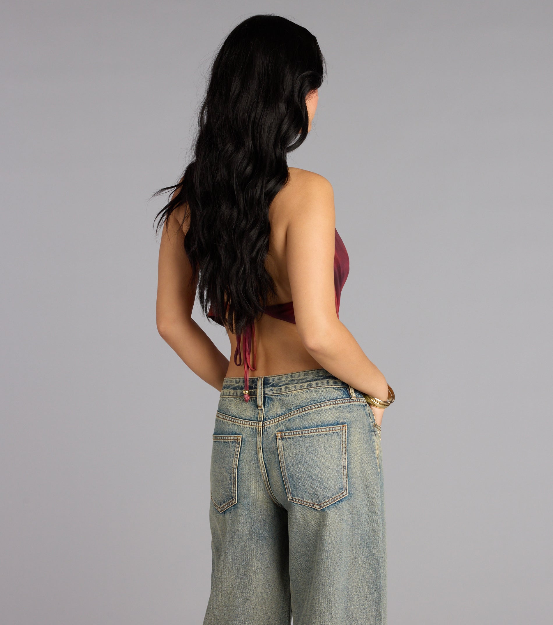 Bold Flow Cowl Halter Crop Top - Image 2