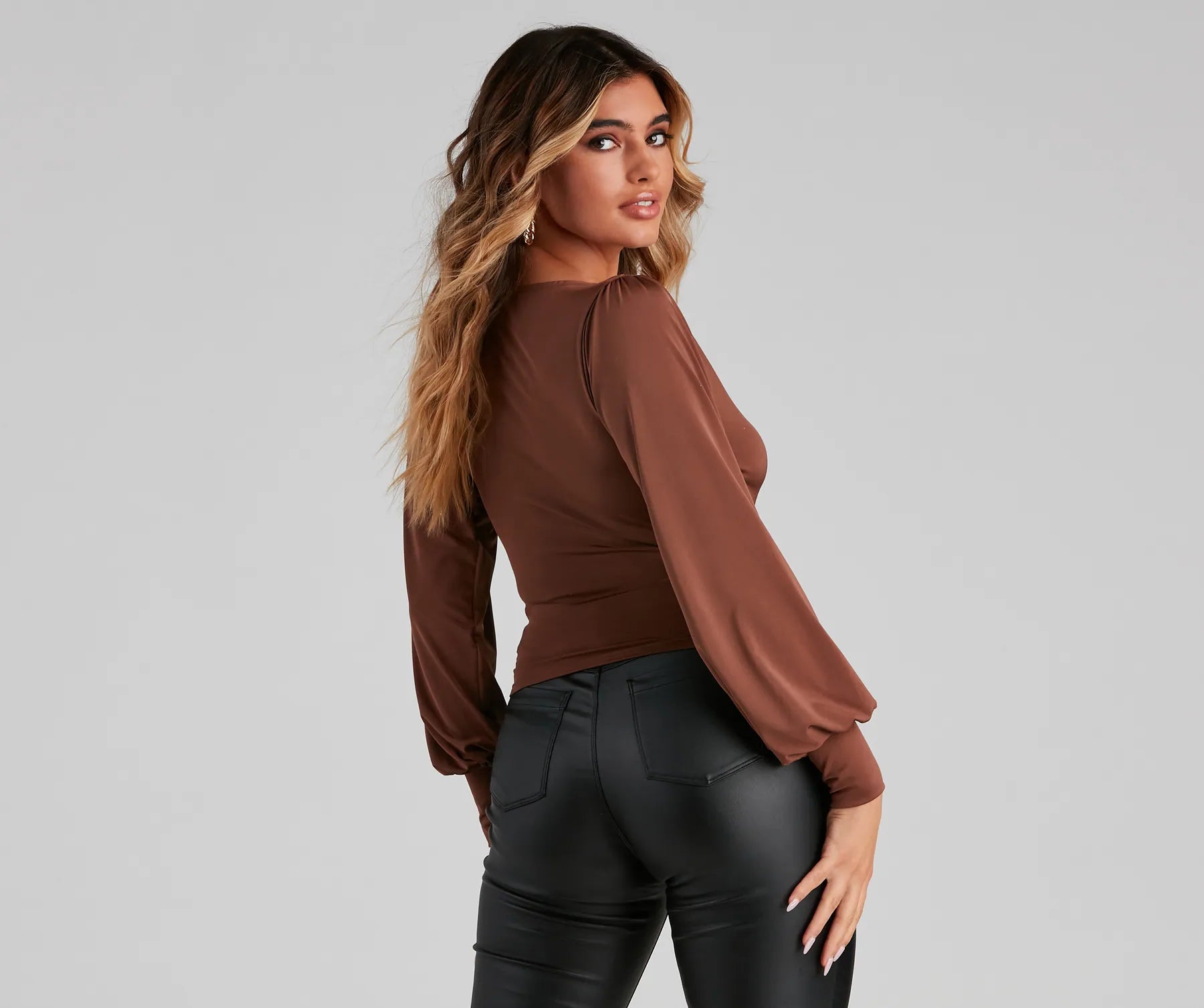 Slinky Knit Wrap Front Top - Image 24