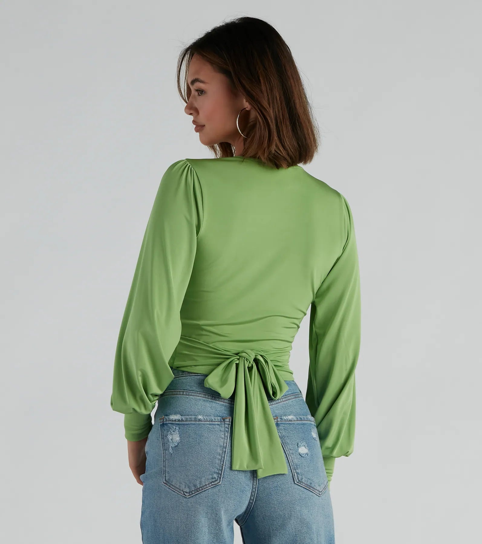 Slinky Knit Wrap Front Top - Image 62