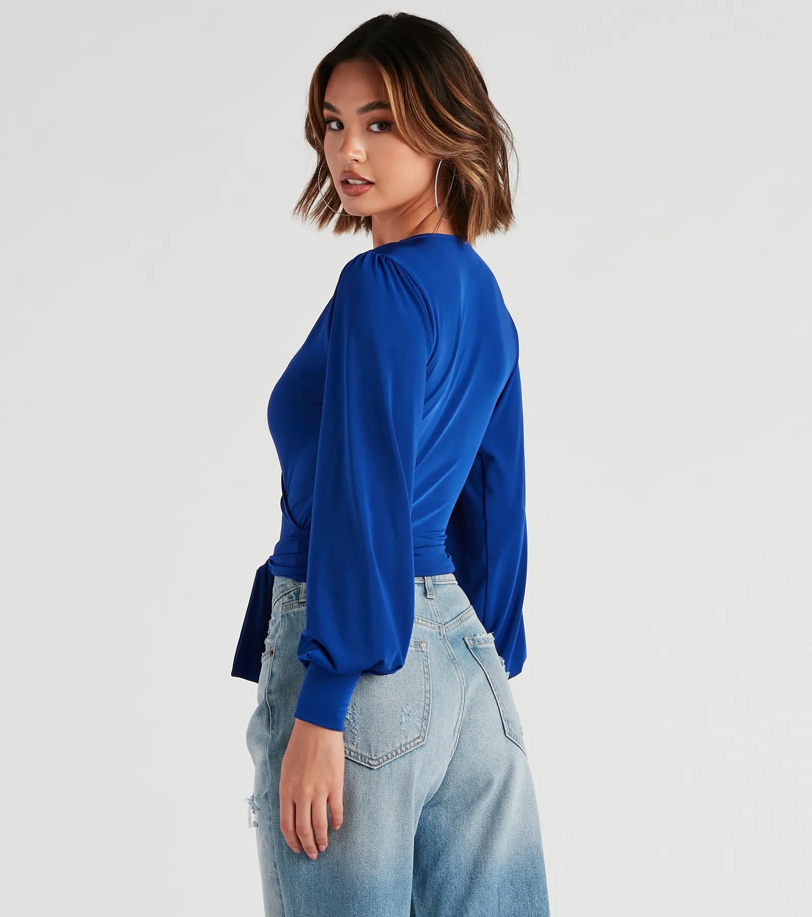 Slinky Knit Wrap Front Top - Image 66