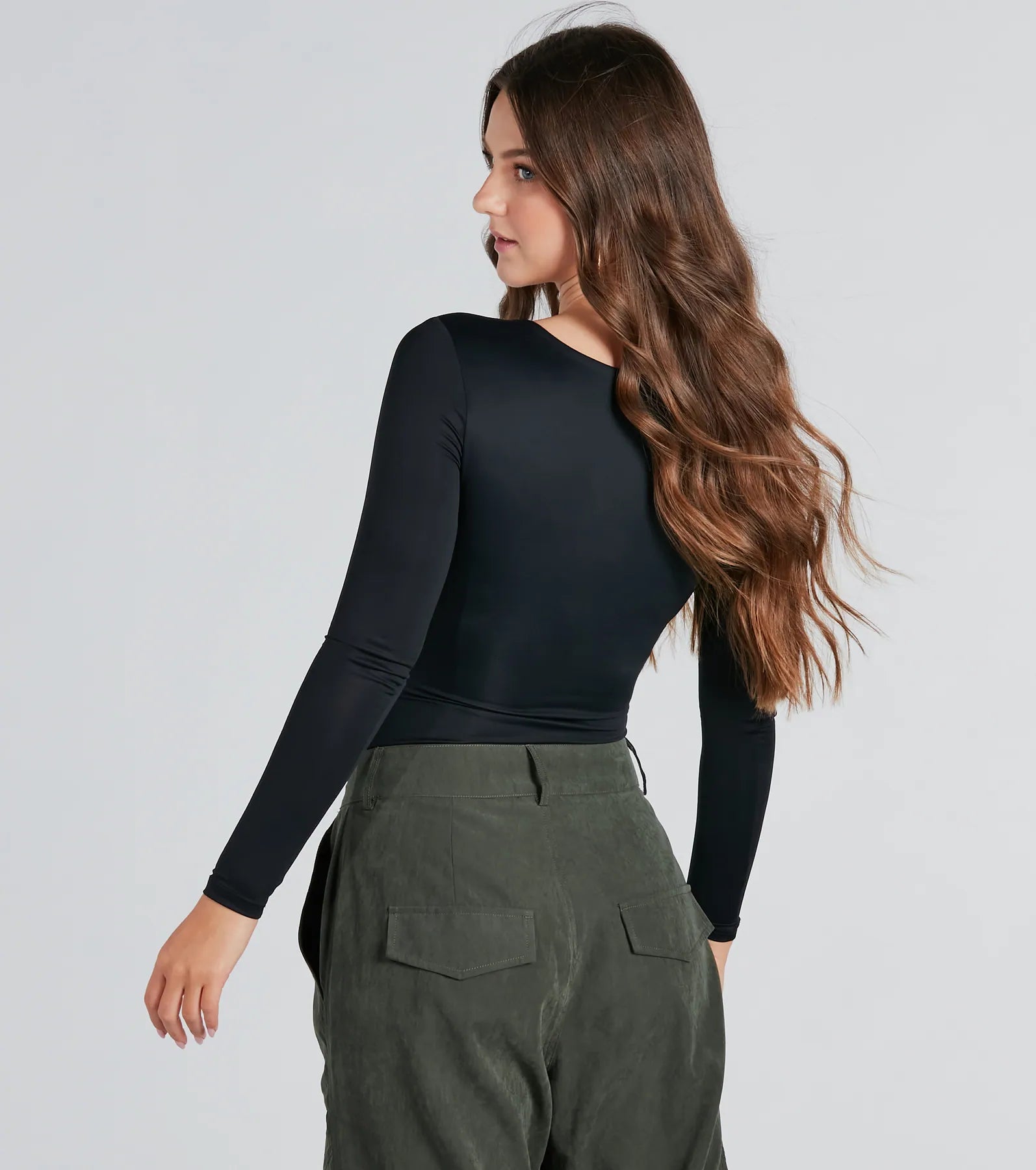 Edgy Image Long Sleeve Gold Trim Bodysuit - Image 2