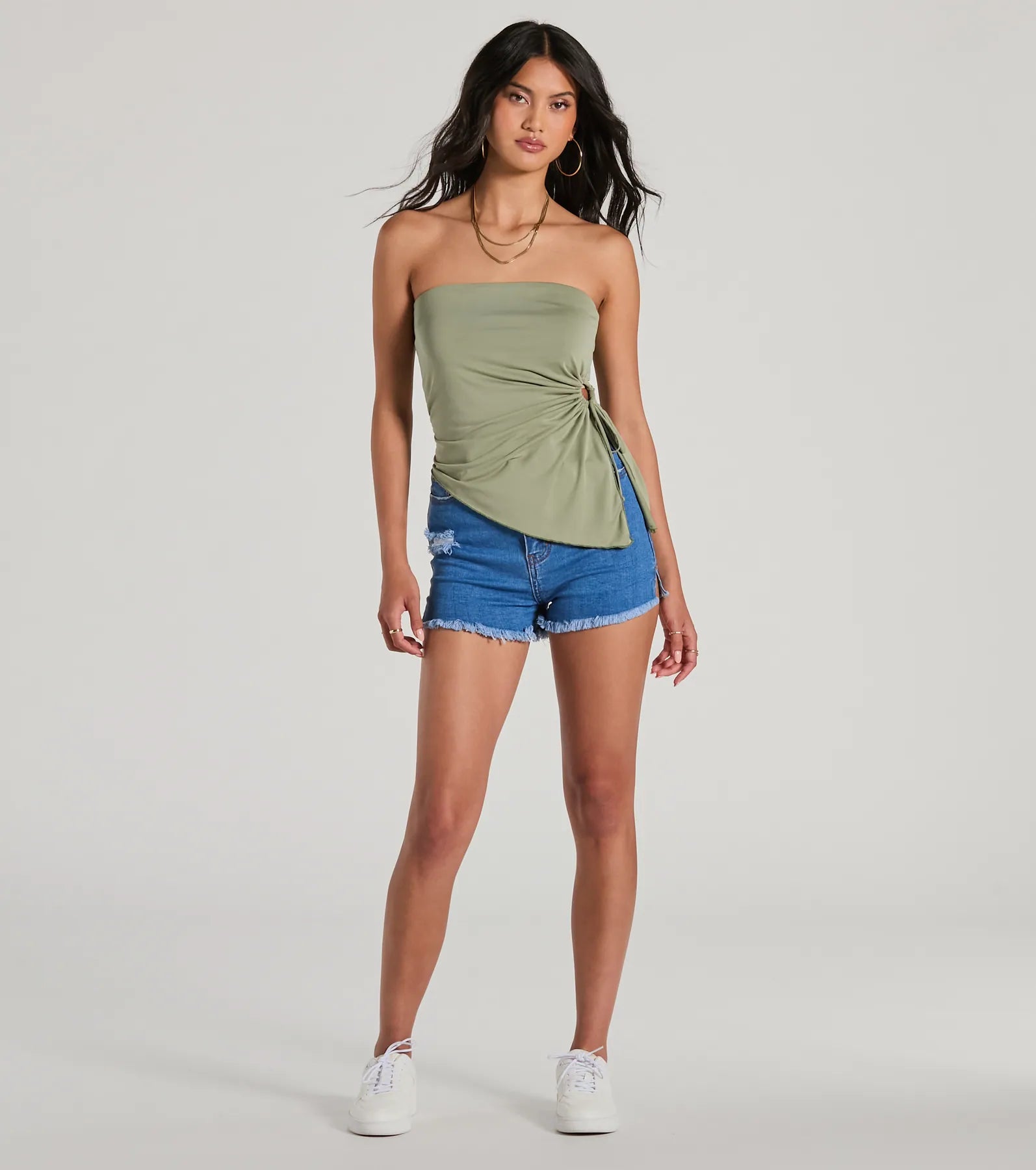 Unique Addition Strapless Cut Out Tube Crop Top - Image 3