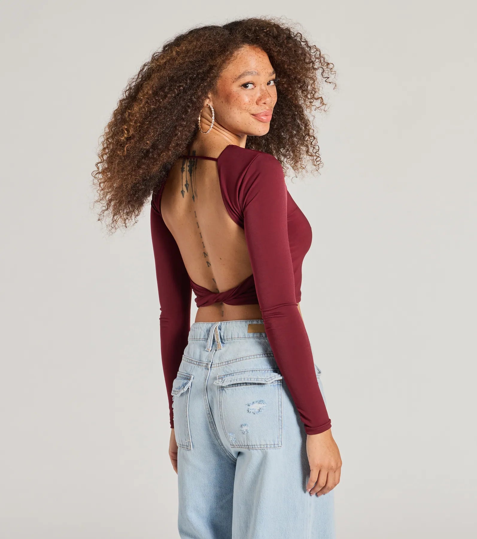 Stop And Stare Backless Long Sleeve Top - Image 2